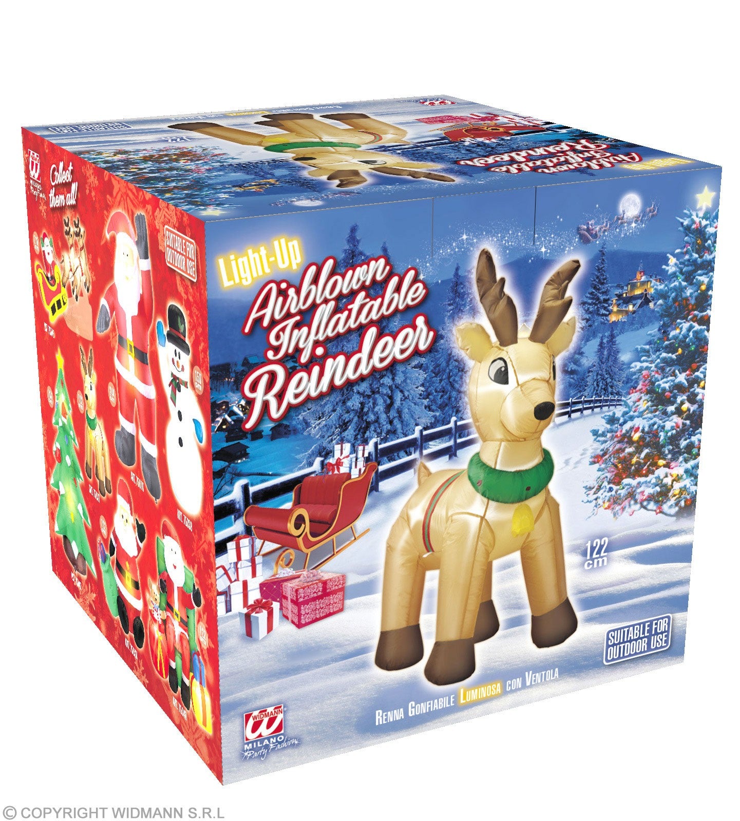 Décoration Renne de Noël Gonflable, Lumineux avec ventilateur - 122 cm -