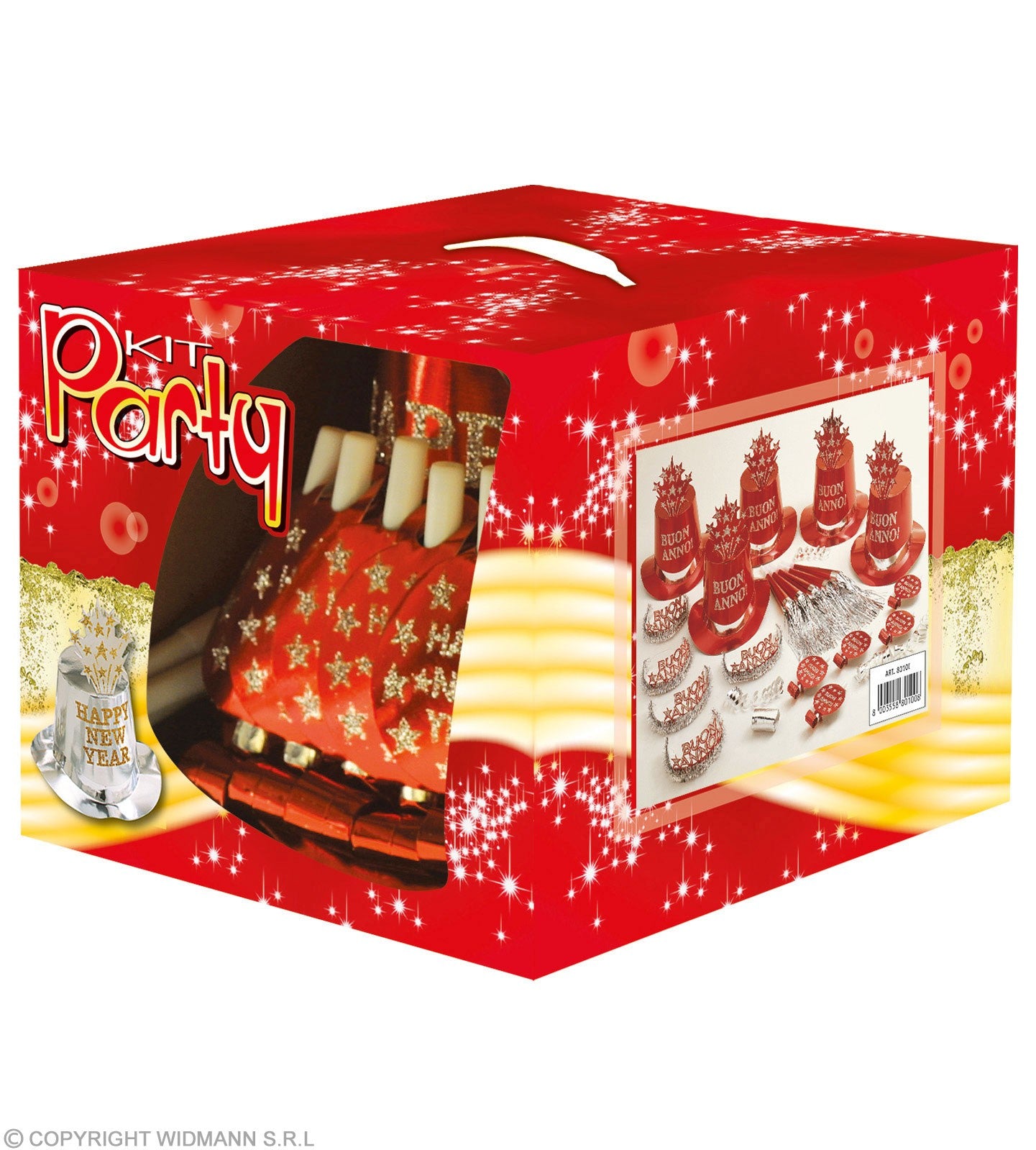 Cottillons Bonne Année, rouge pour 10 personnes (21 pièces)