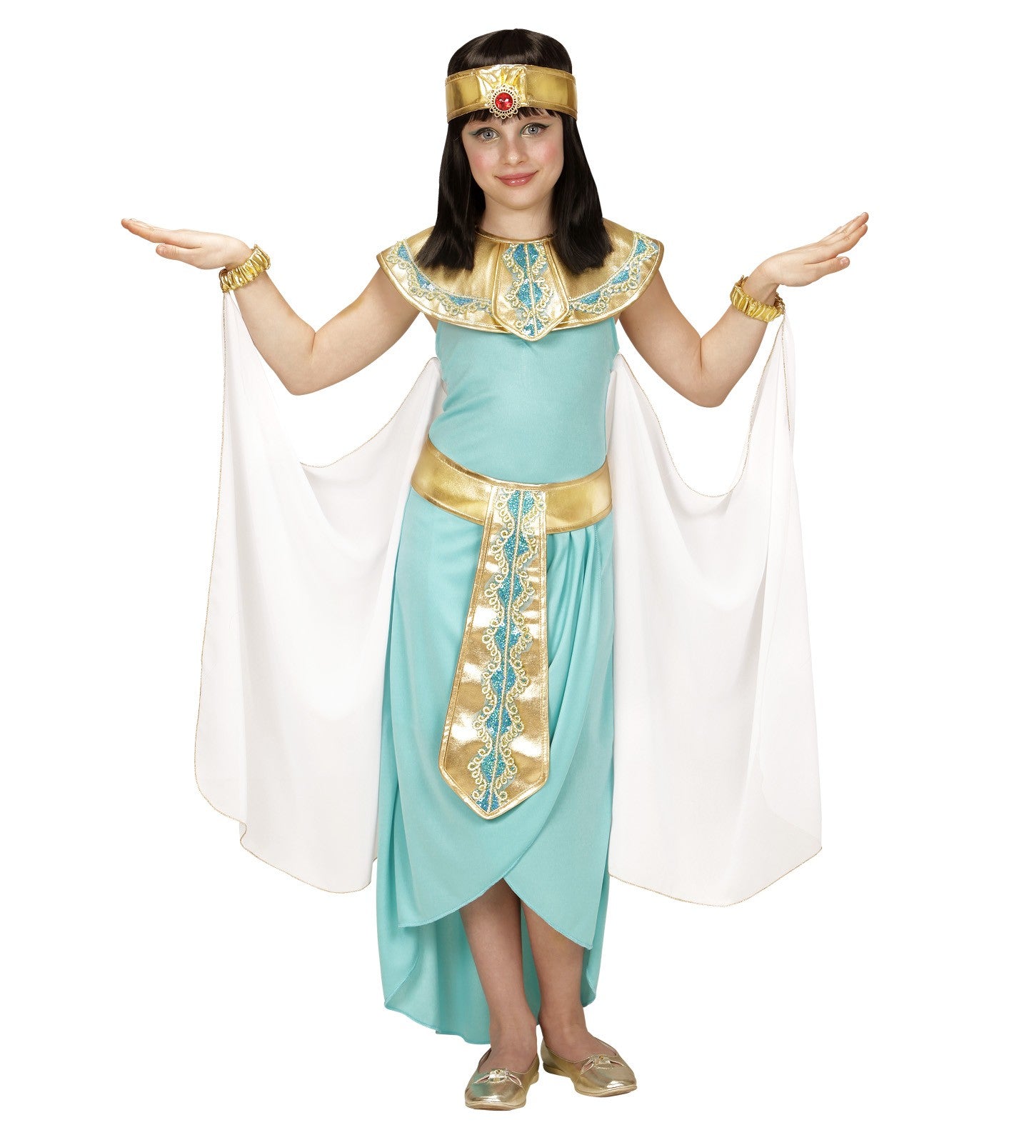 Déguisement Reine d'Egypte bleu et or Fille