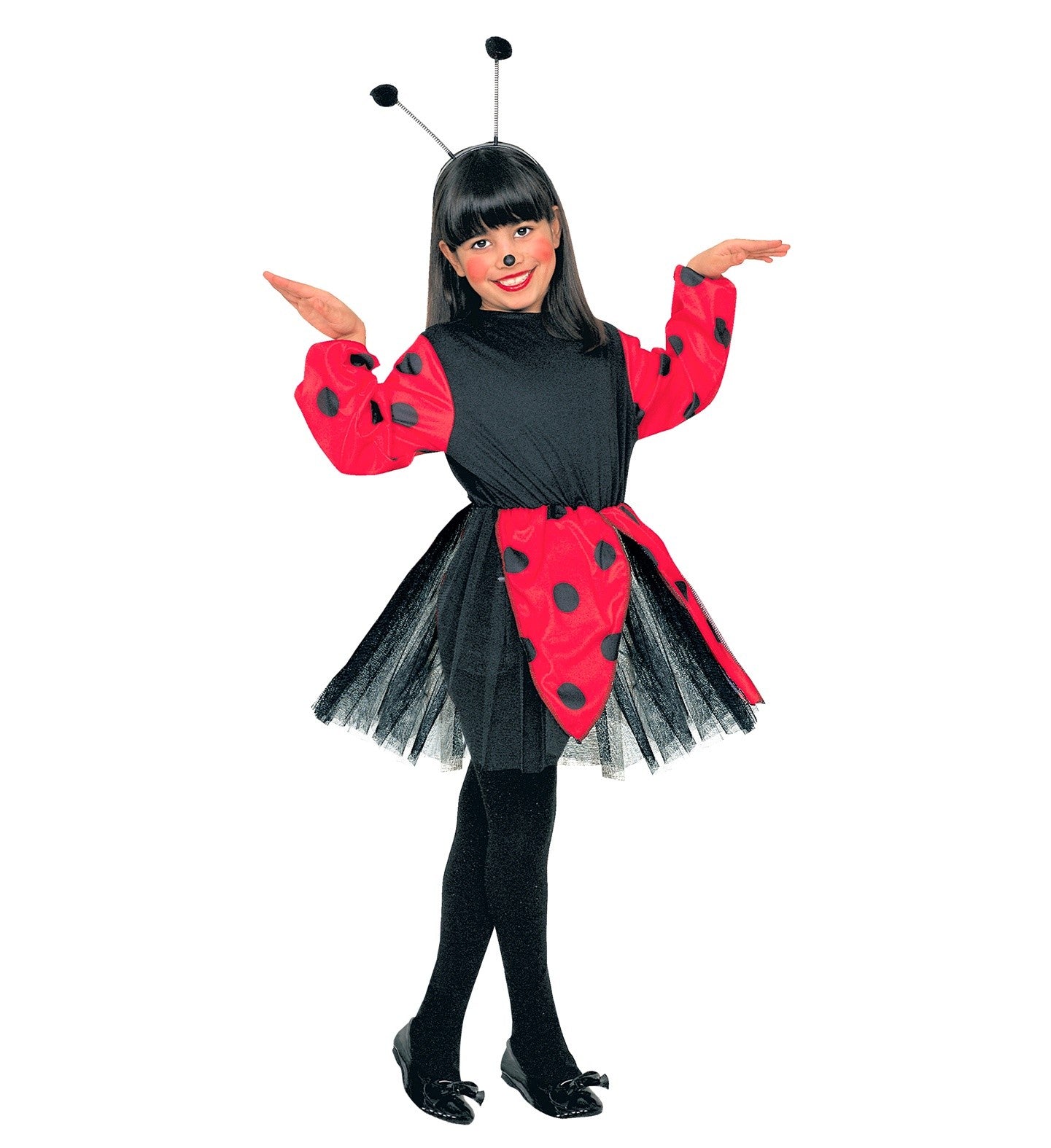 Déguisement Coccinelle fille rouge et noir (robe, antennes)