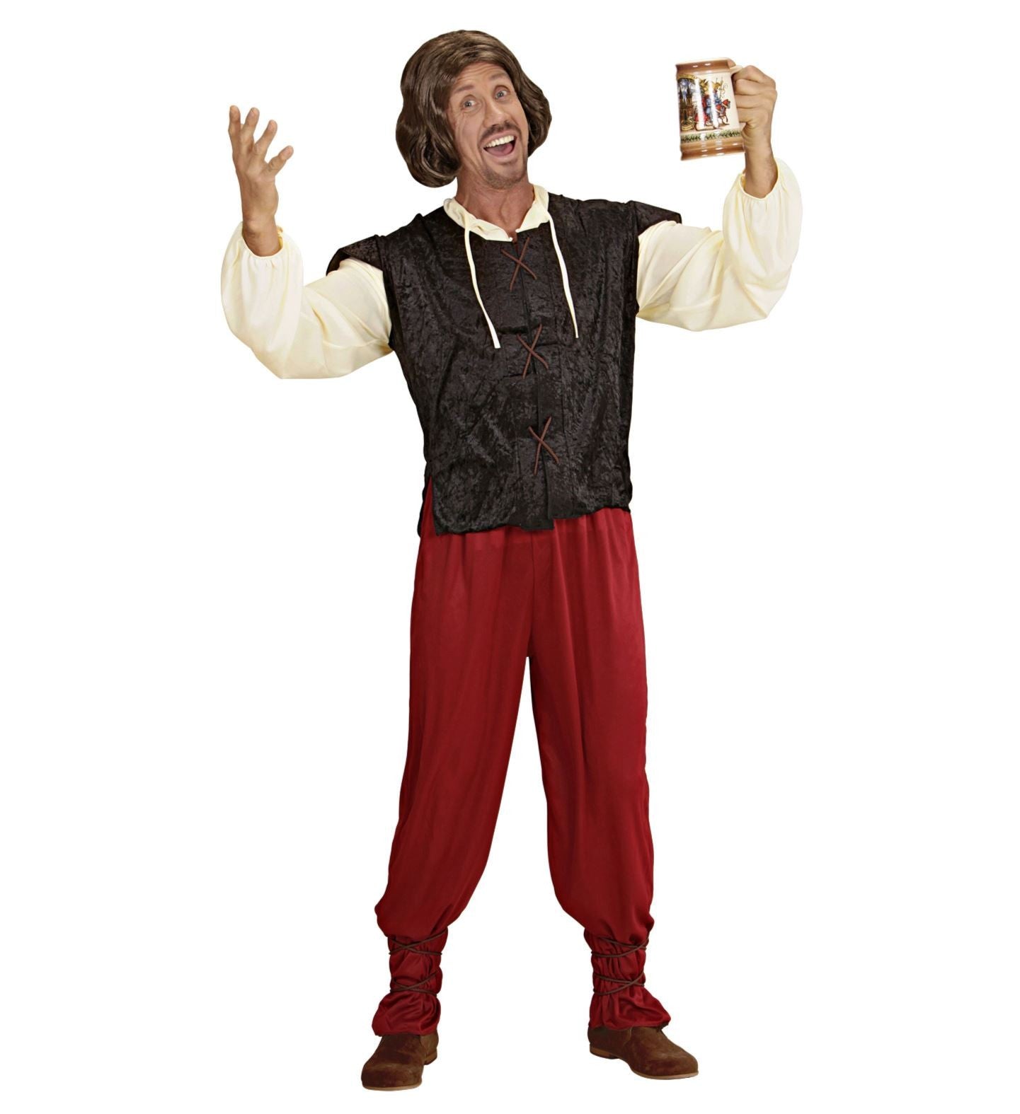 Déguisement Tavernier Homme (chemise avec veste, pantalon, lacets pour les jambes)