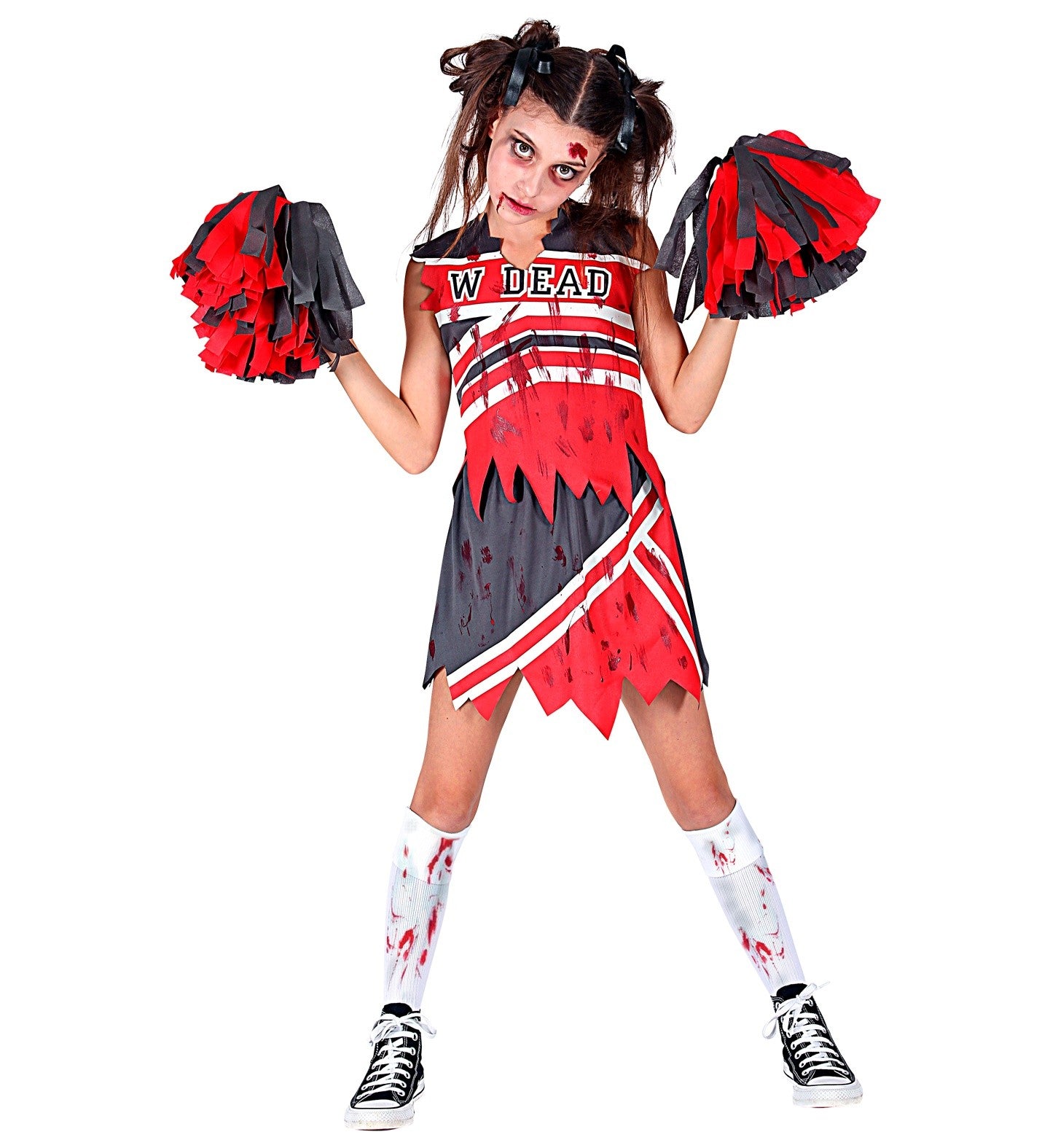 Déguisement Pom Pom Girl Zombie fille (haut, jupe, pom pom)
