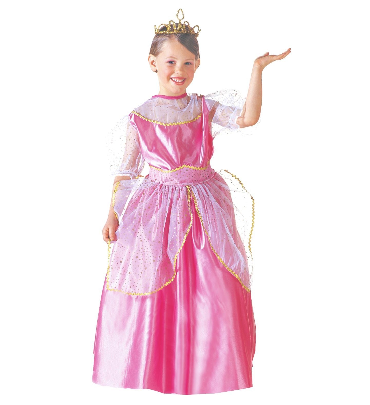 Robe Princesse rose, fille (robe, ceinture, couronne)