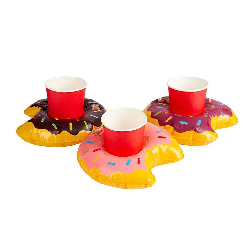 Lot de 3 Donuts Porte-Boissons Gonflables 20 cm