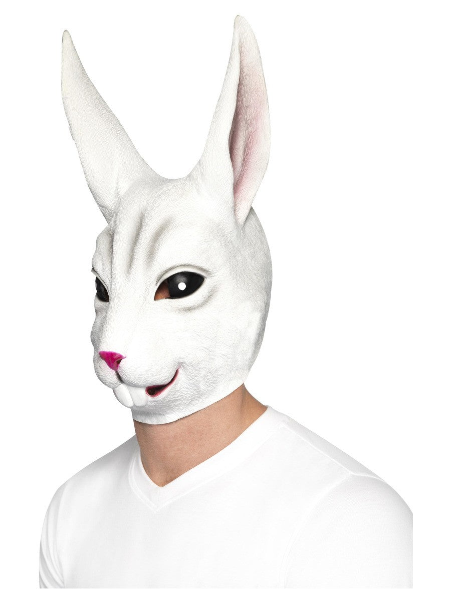 Masque intégral lapin, Blanc (Latex - Adulte)
