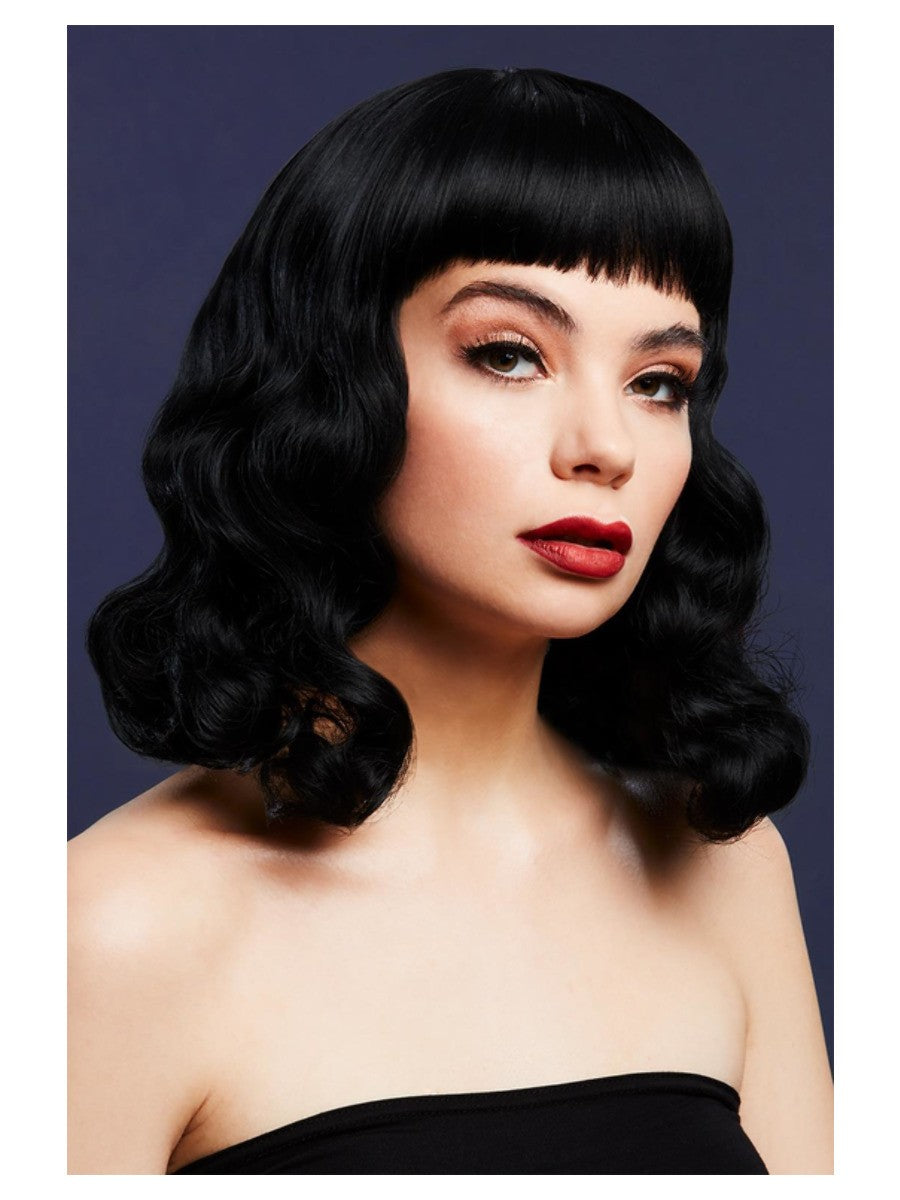 Perruque Fever Bettie avec frange courte, Noir