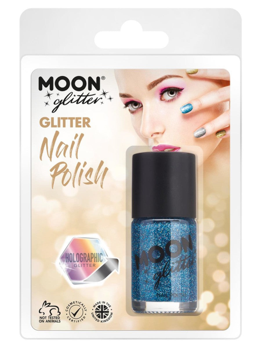 Moon Glitter Holographic Nail Polish, Blue