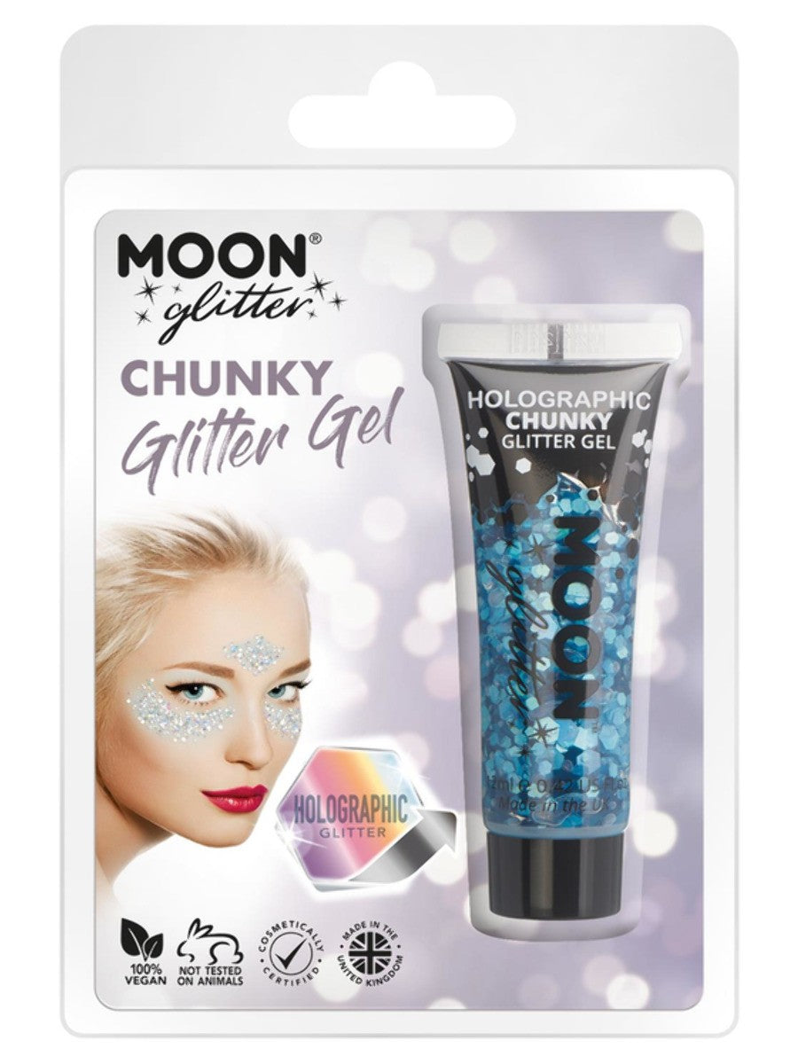 Moon Glitter Holographic Chunky Glitter Gel, Blu