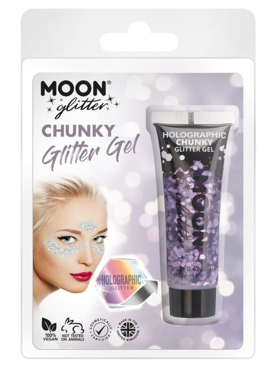 Moon Glitter Holographic Chunky Glitter Gel, Purpl