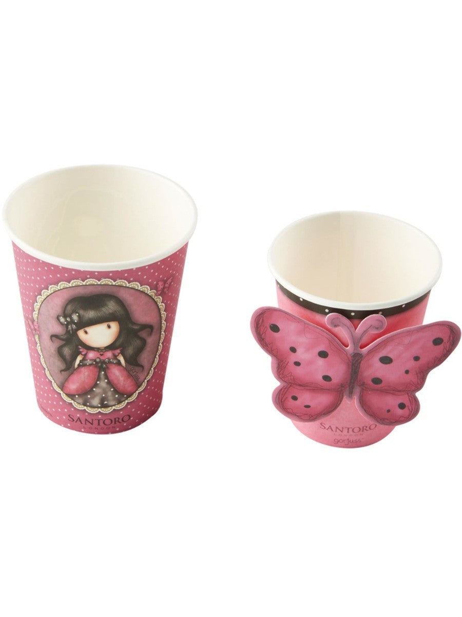 Gobelets en papier Santoro Gorjuss Ladybird, Rose, Paquet de 8 gobelets en papier imprimé avec 2 motifs, 9oz