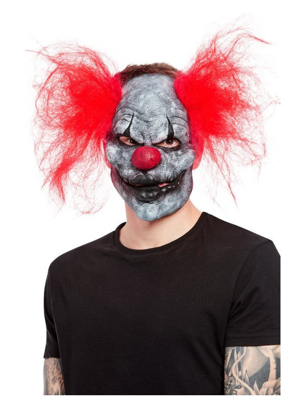 Masque clown foncé, latex, avec cheveux