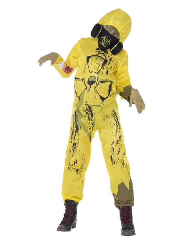 Déguisement déchets toxiques, jaune, enfant (combinaison avec masque à gaz)