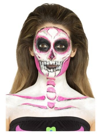 Kit latex liquide fluo squelette (4 pots de maquillage et 4 éponges)