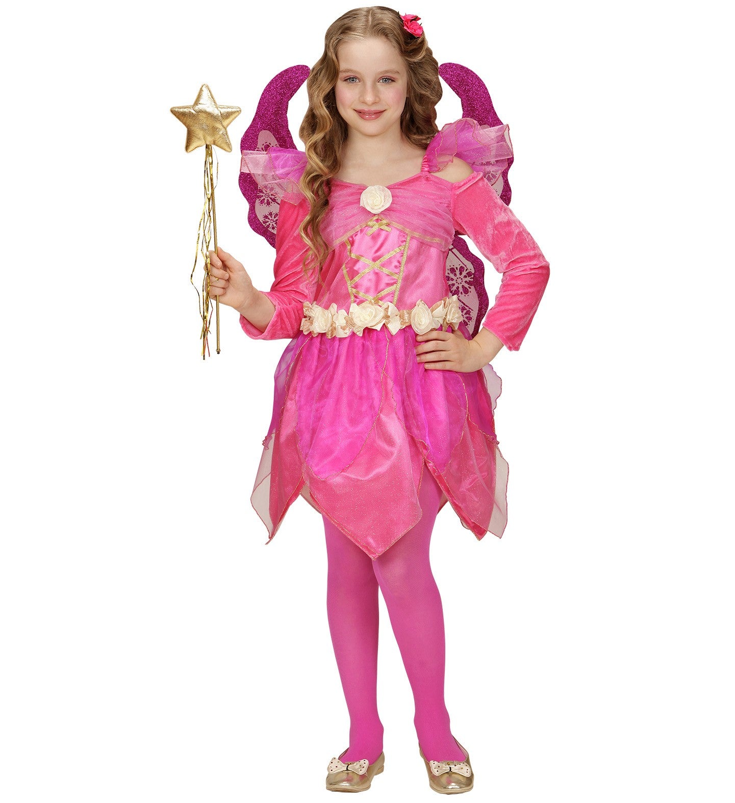 Déguisement Fée fille rose (robe, ailes)