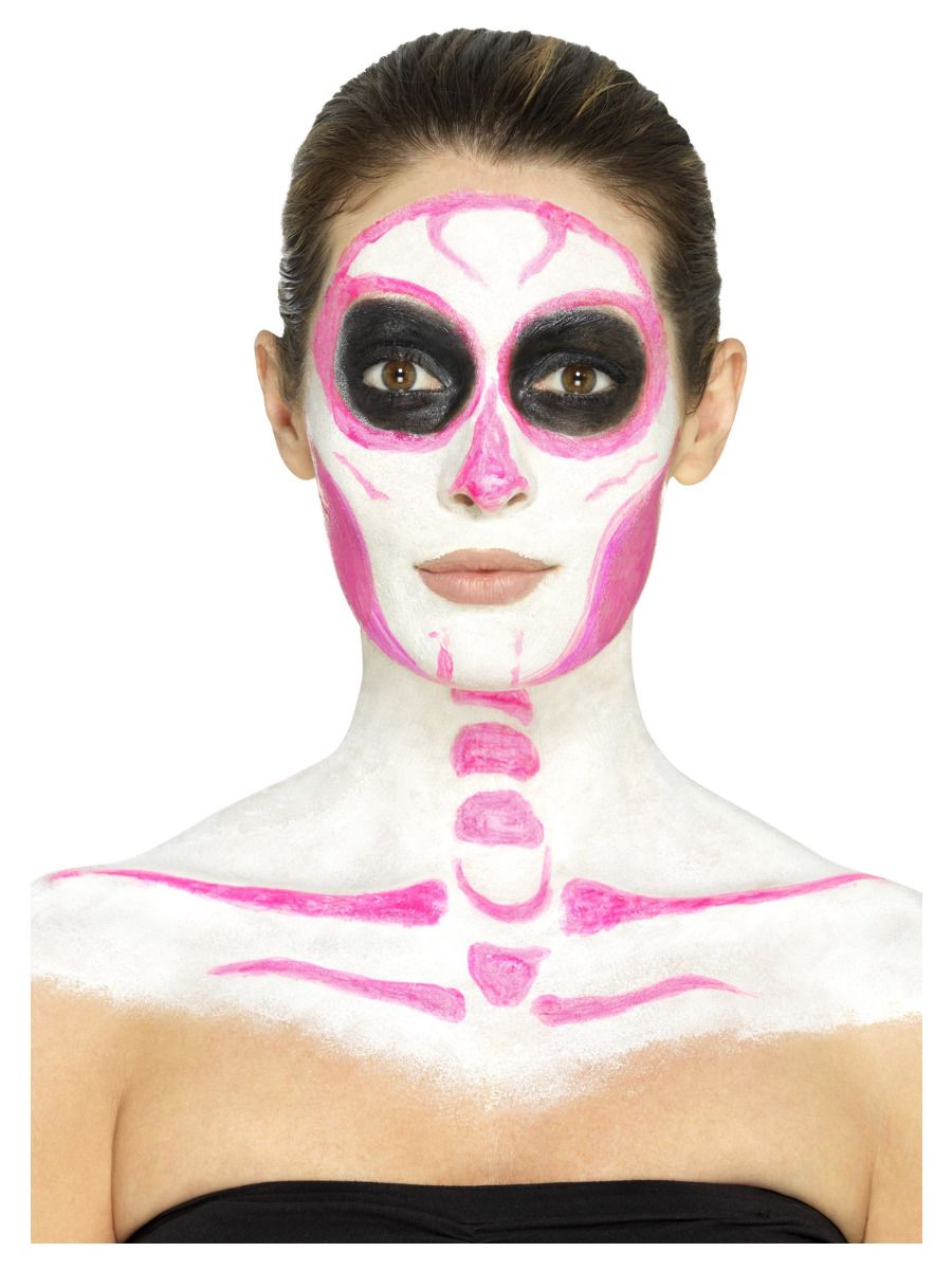 Kit latex liquide fluo squelette (4 pots de maquillage et 4 éponges)