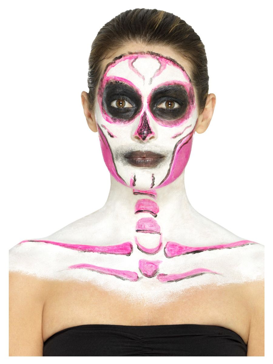 Kit latex liquide fluo squelette (4 pots de maquillage et 4 éponges)
