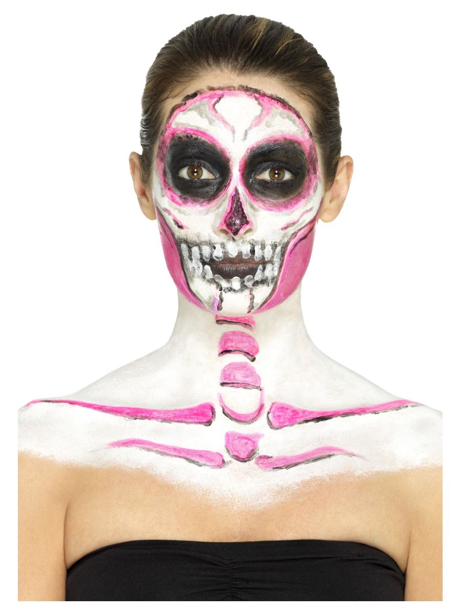Kit latex liquide fluo squelette (4 pots de maquillage et 4 éponges)