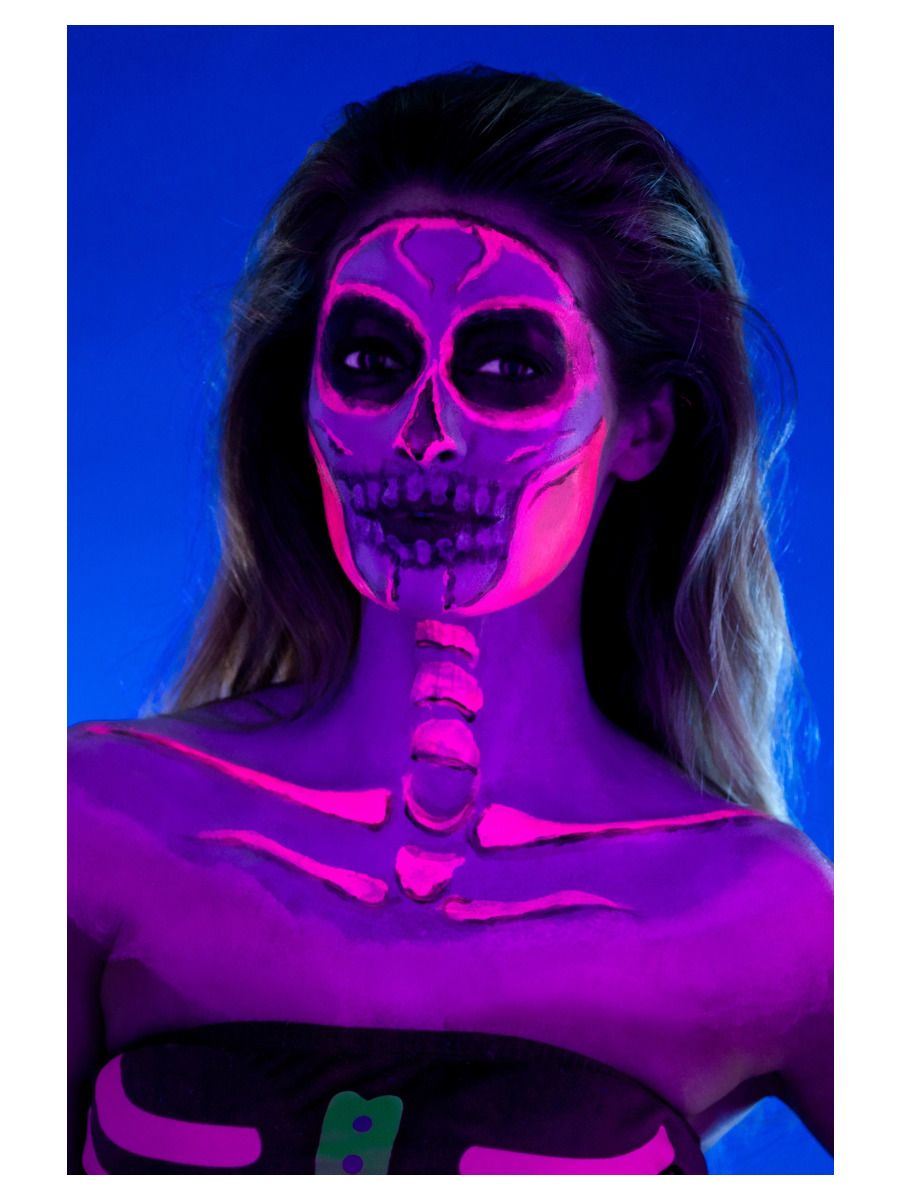 Kit latex liquide fluo squelette (4 pots de maquillage et 4 éponges)