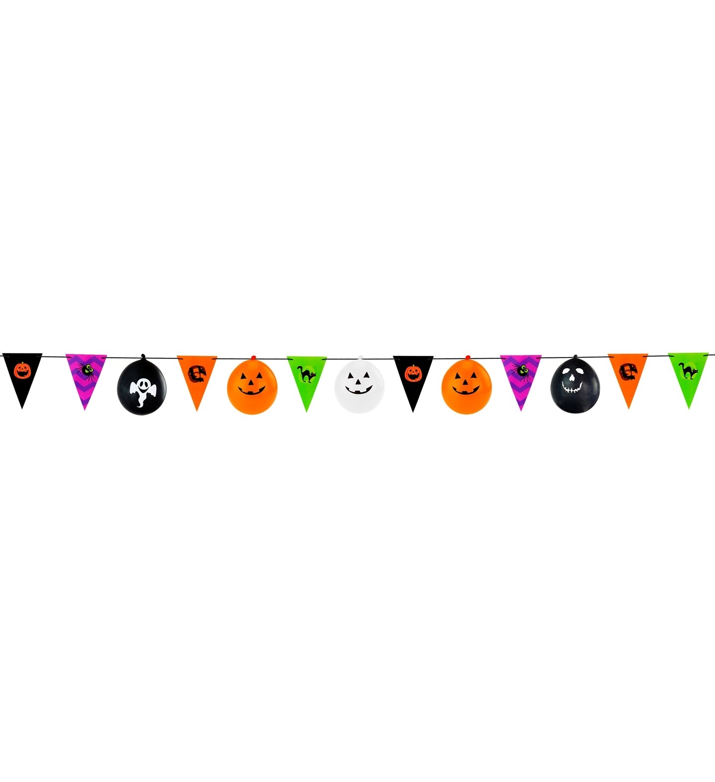 Guirlande halloween - 3,6 m (8 drapeaux + 5 ballons)