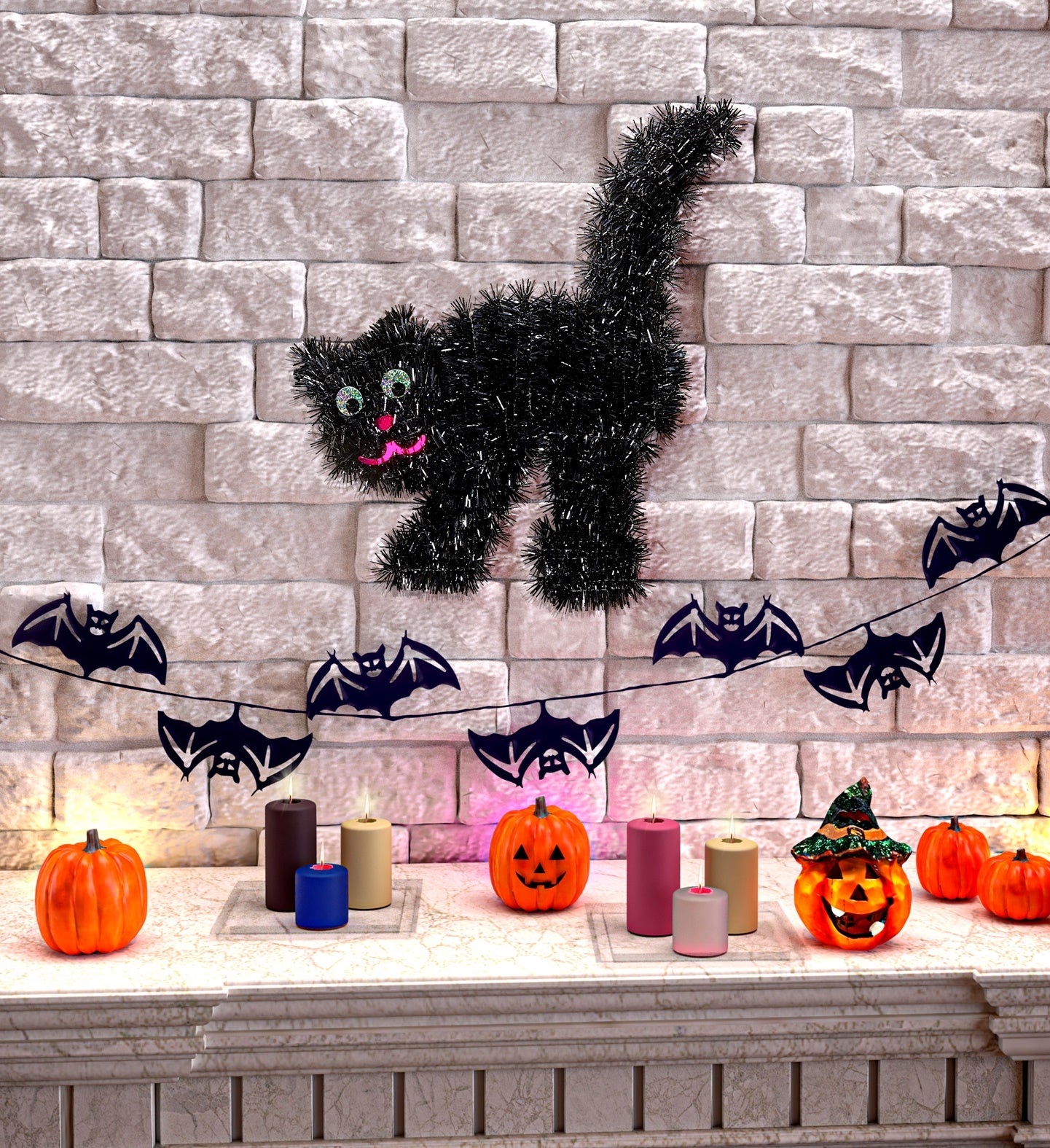 Chat noir pour décoration halloween 30 x 36 cm