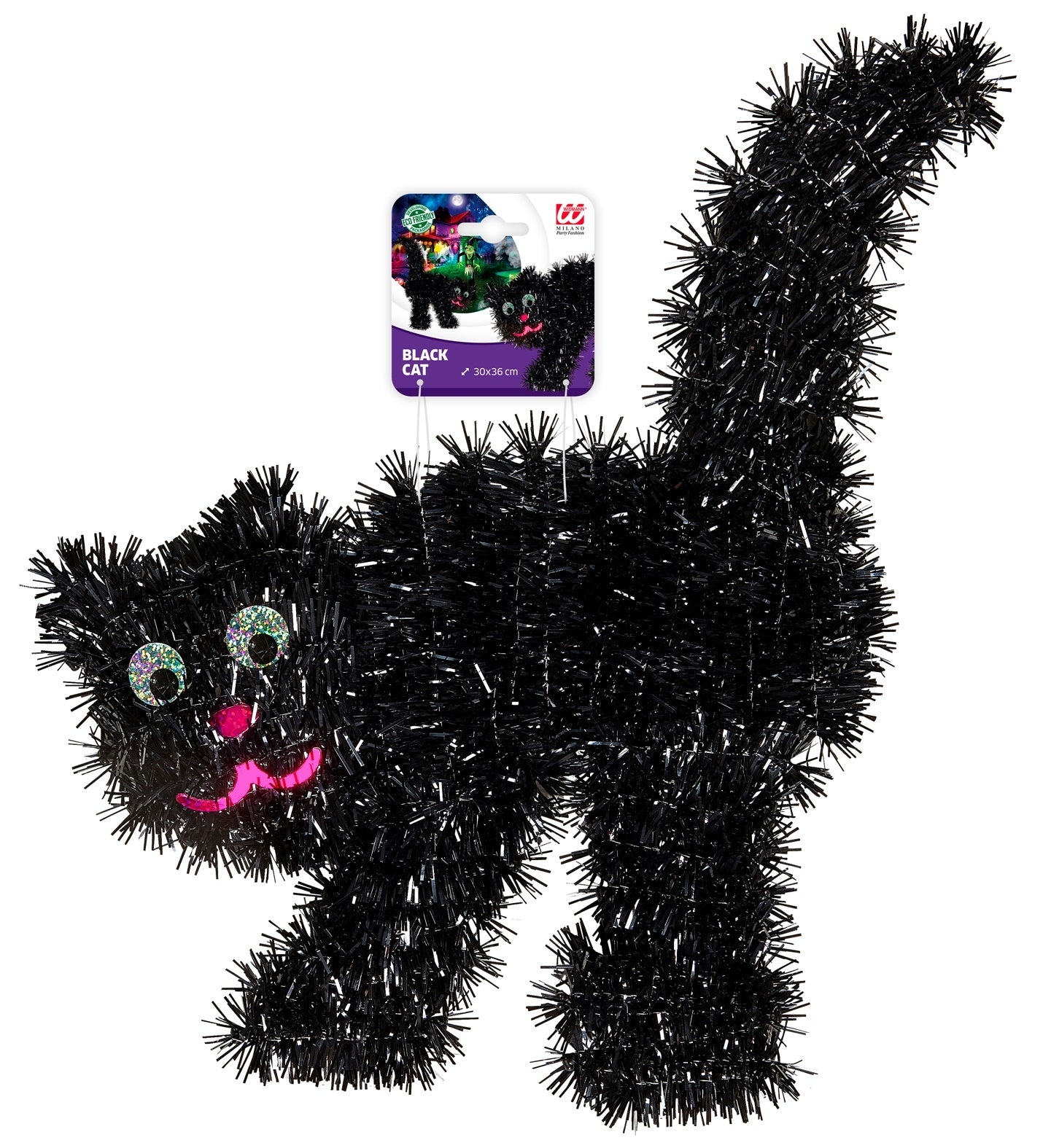 Chat noir pour décoration halloween 30 x 36 cm