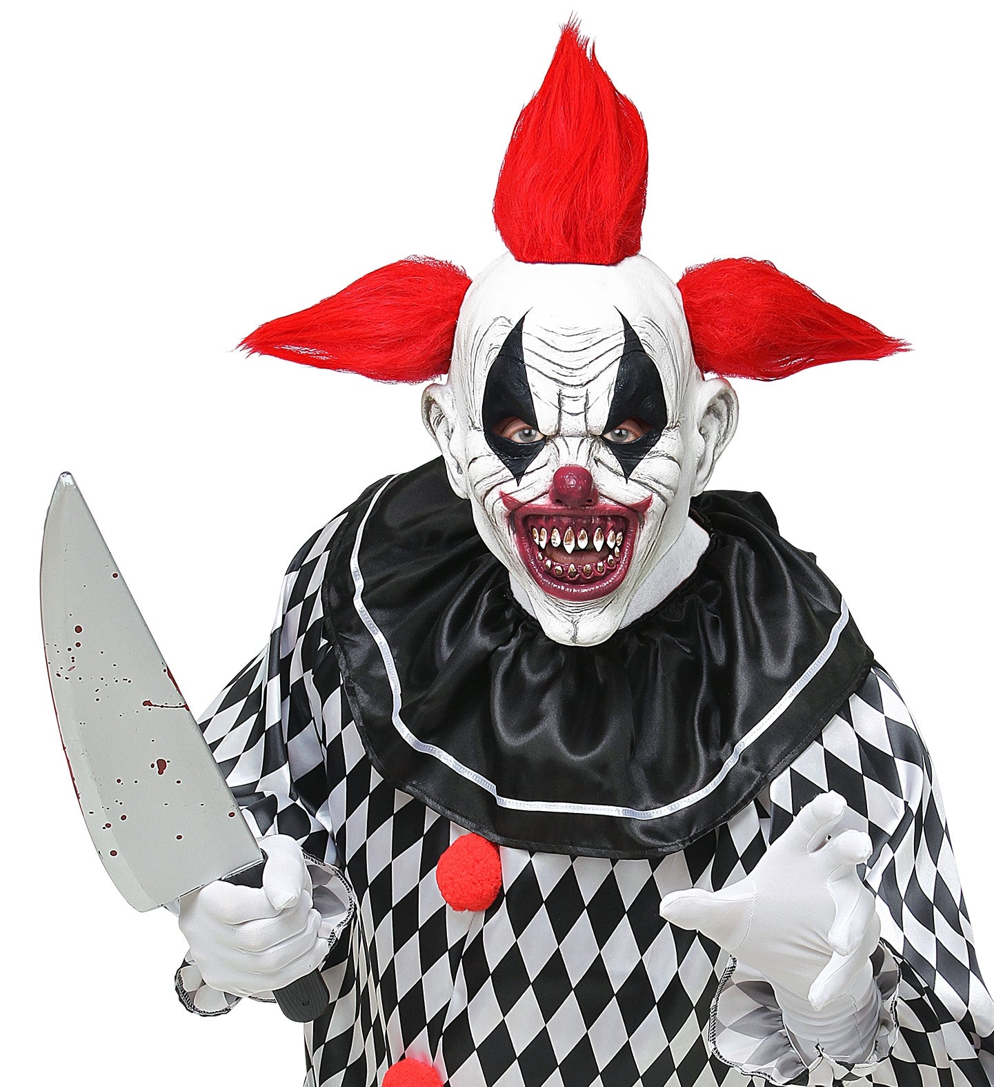 Masque intégral latex de clown tueur avec cheveux - adulte