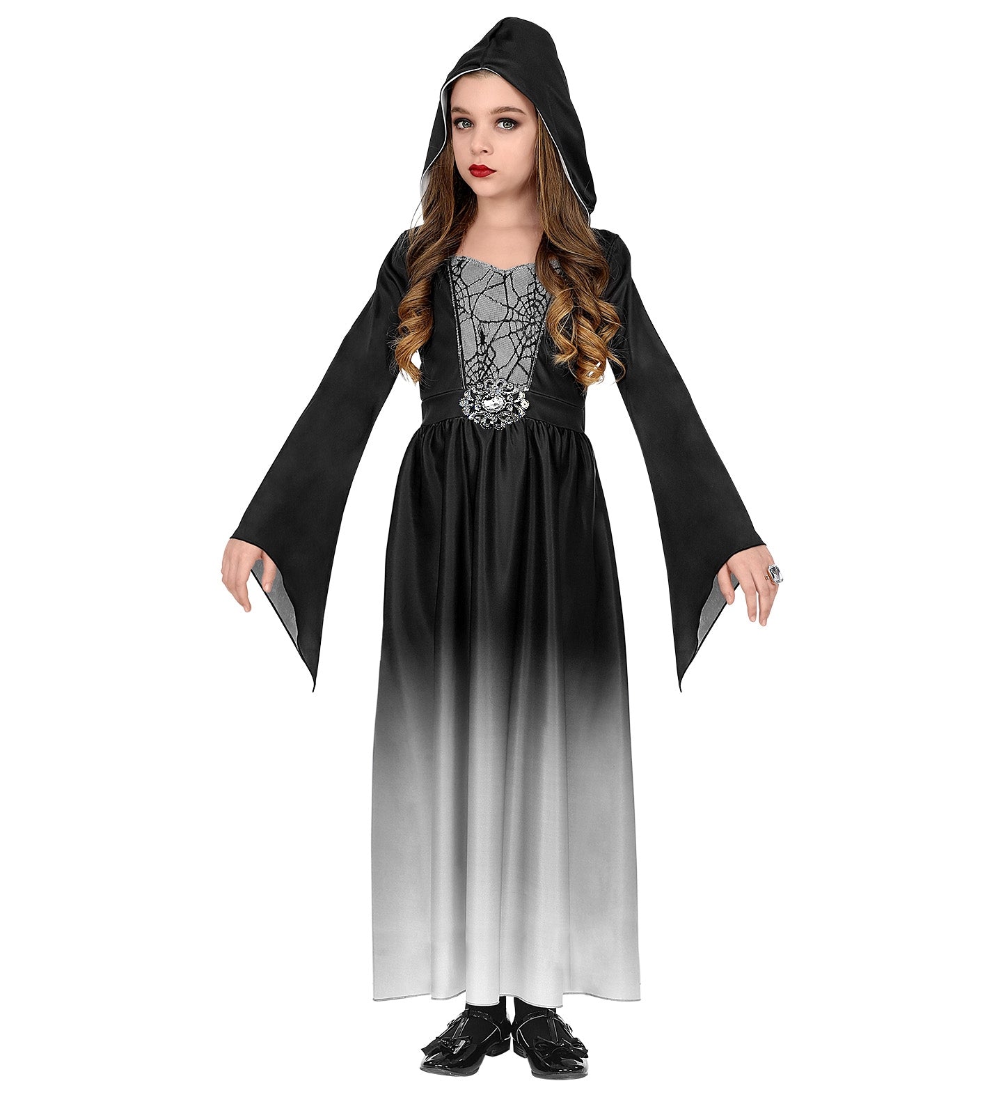 Robe Gothique fille rouge ou noir avec capuche