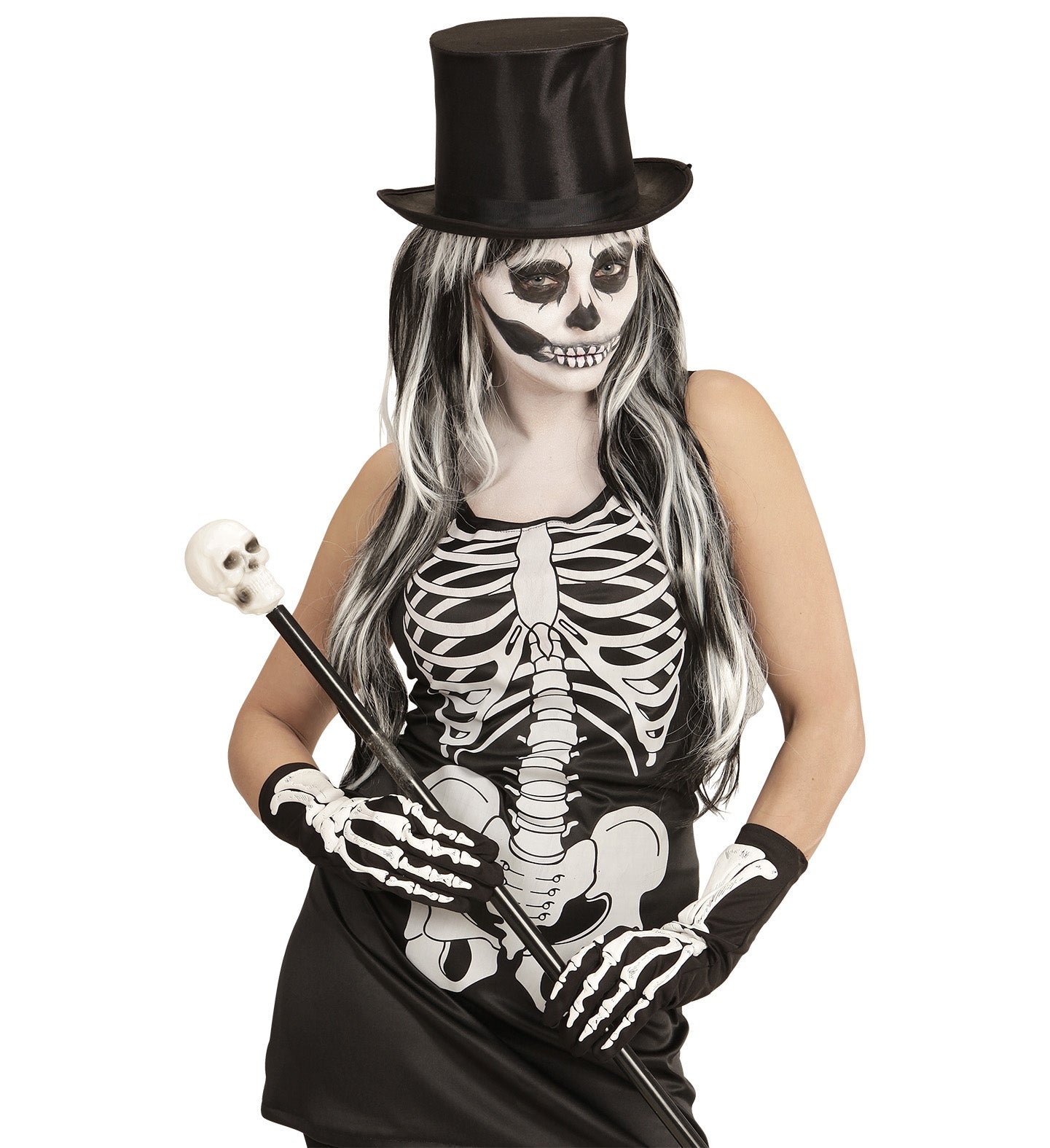 Gants squelette mixte Halloween - 35 cm