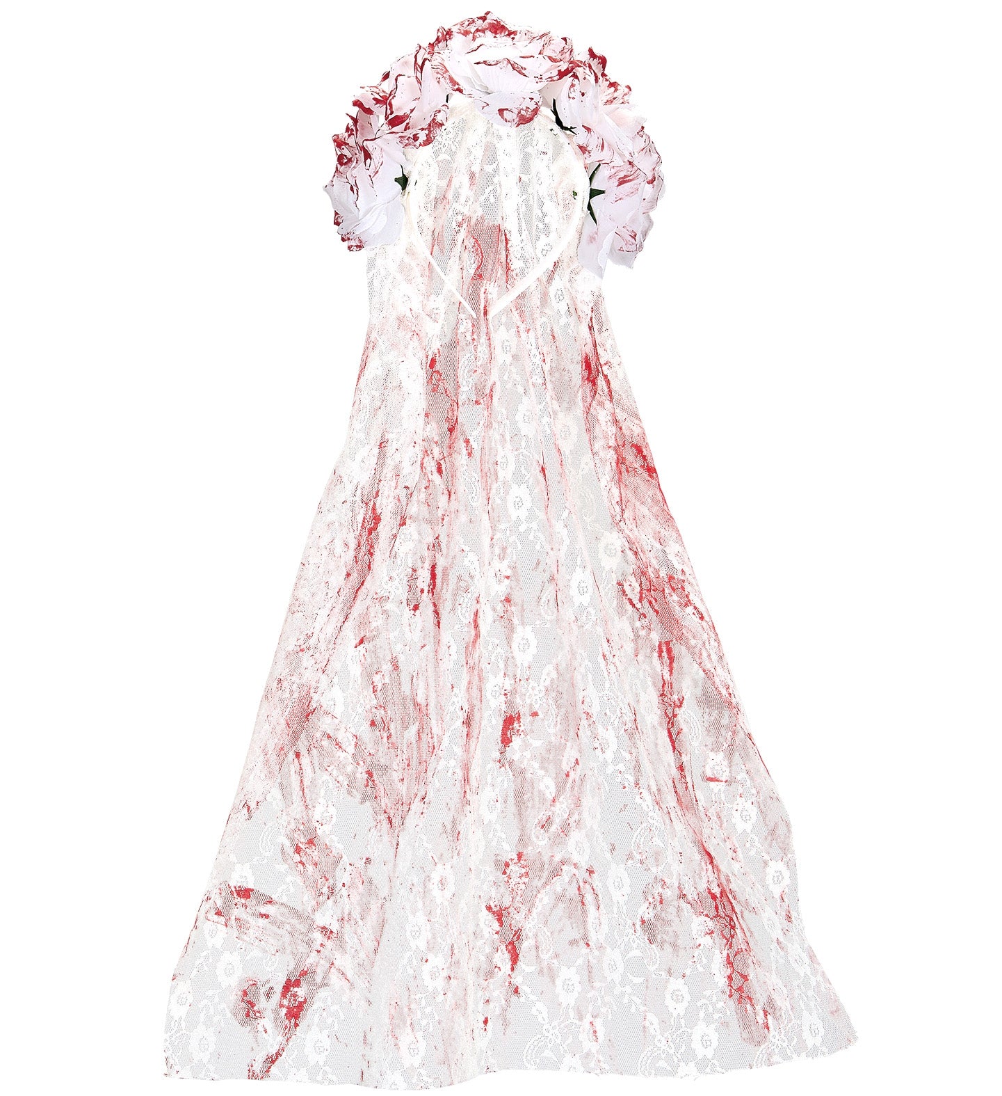 Voile mariée ensanglanté avec roses blanches