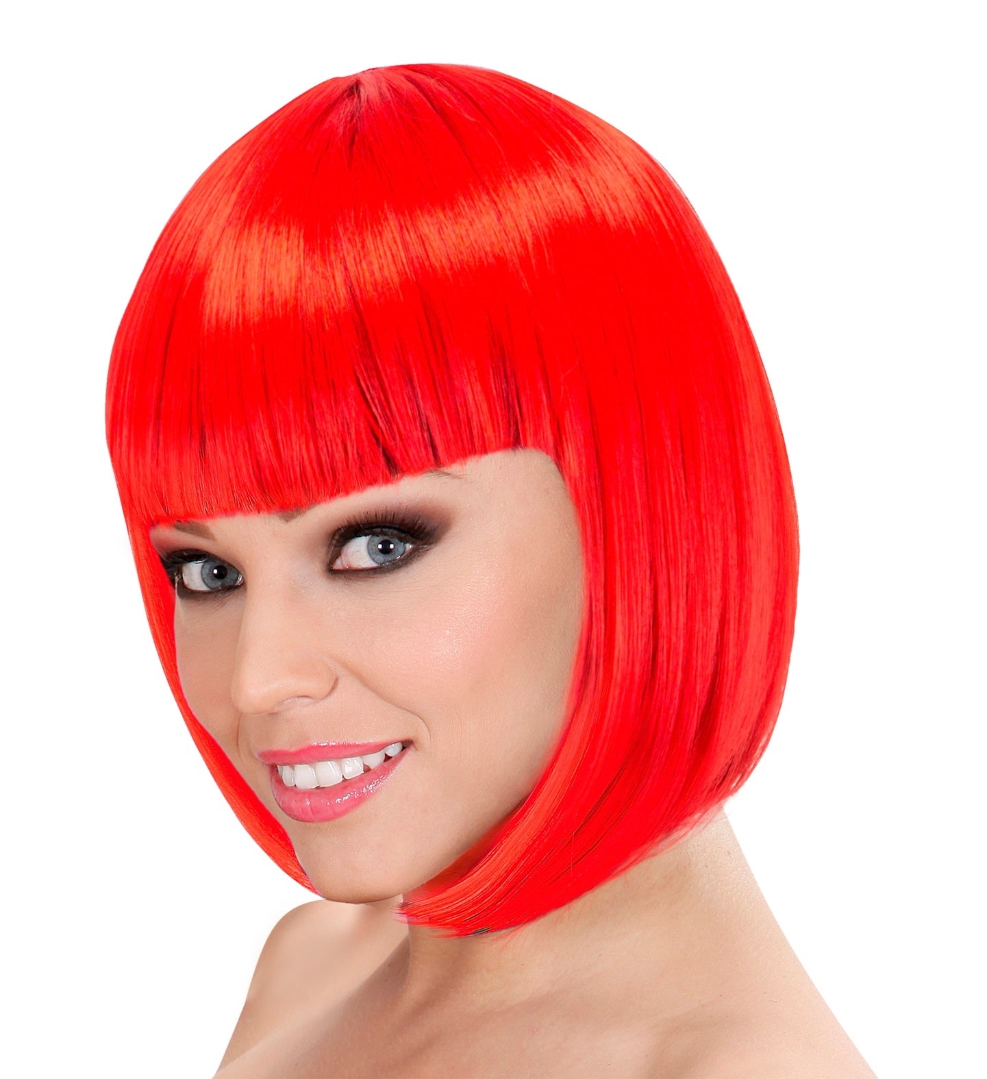 Perruque carrée à frange rouge femme