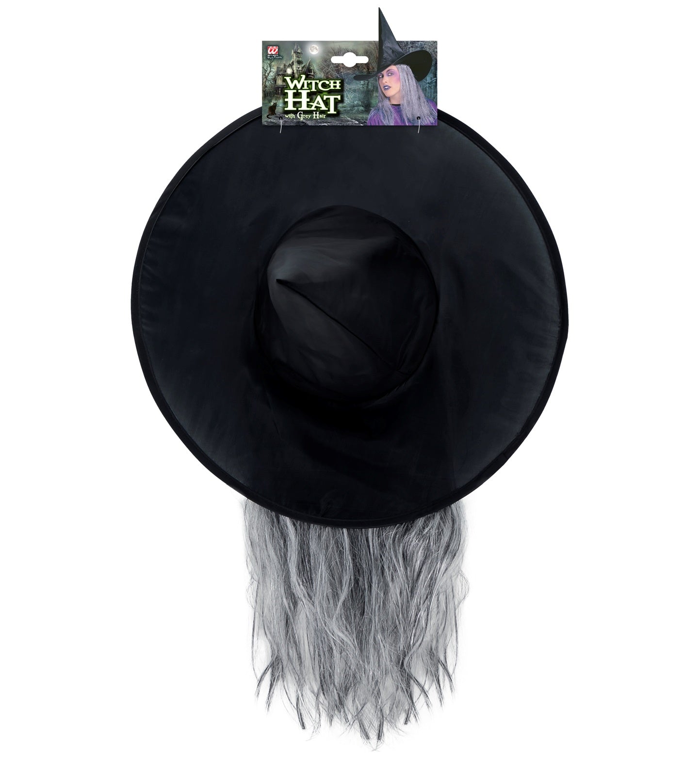 Chapeau Sorcière femme, noir avec cheveux