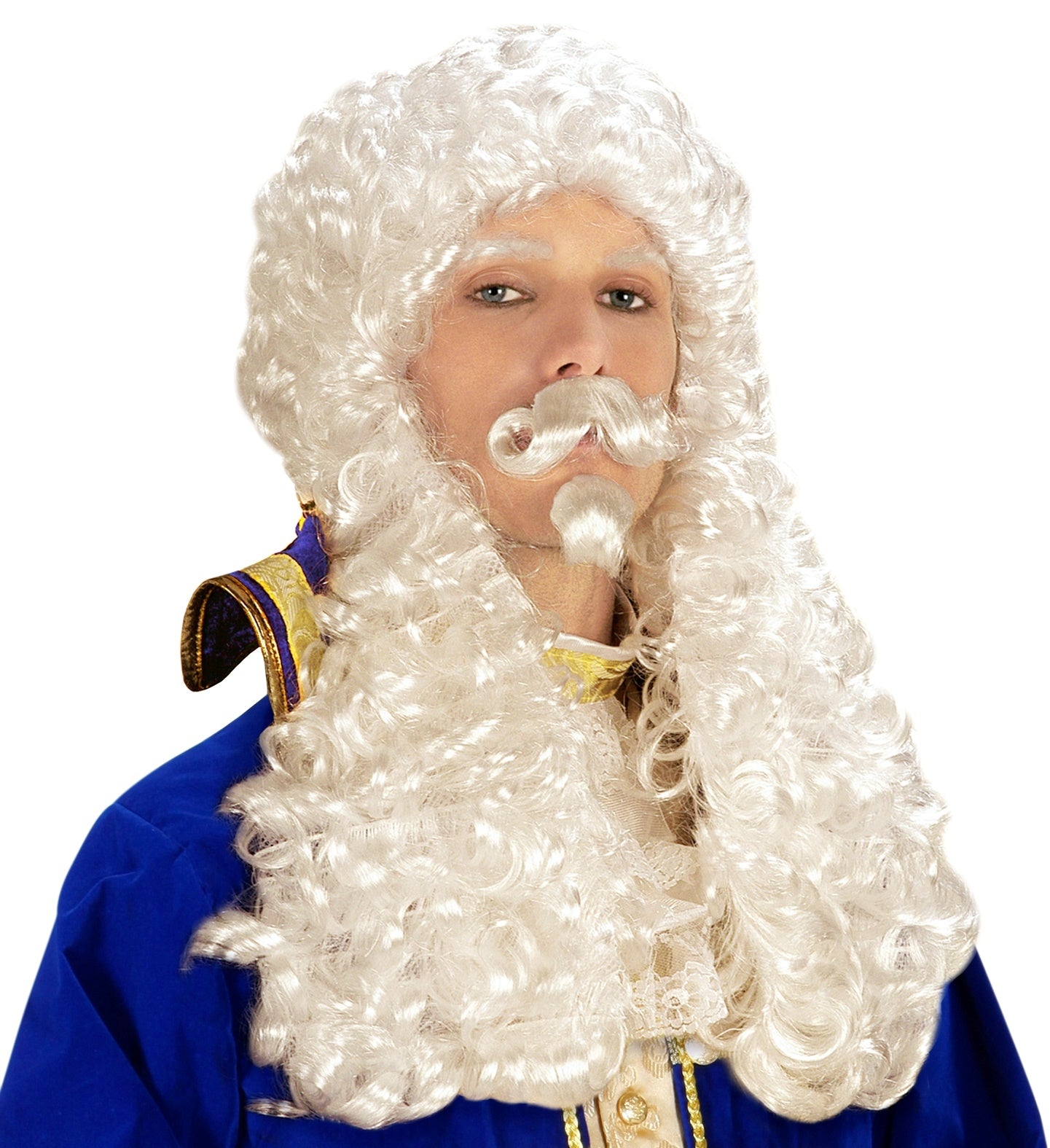 Perruque Roi de France avec moustache et barbichette