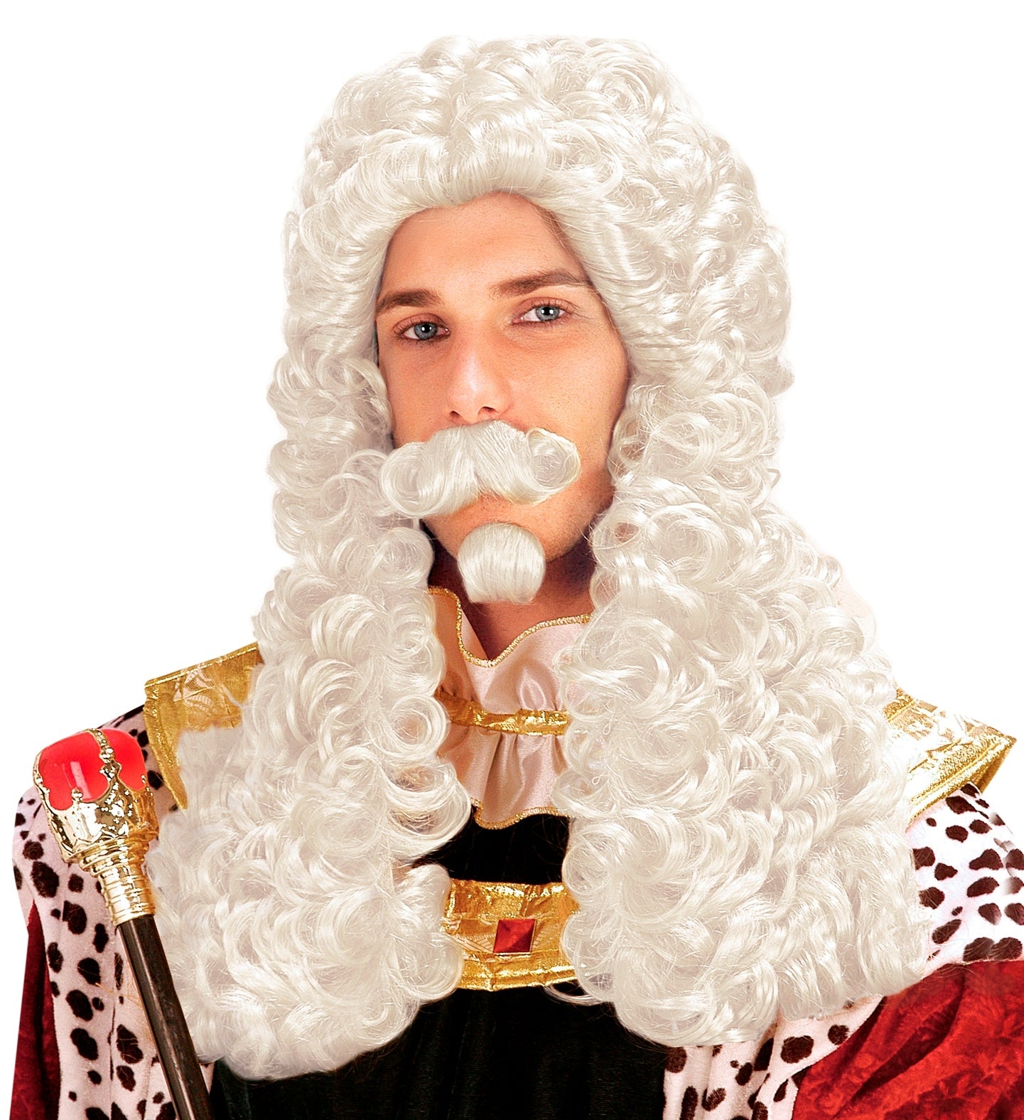 Perruque Roi de France avec moustache et barbichette