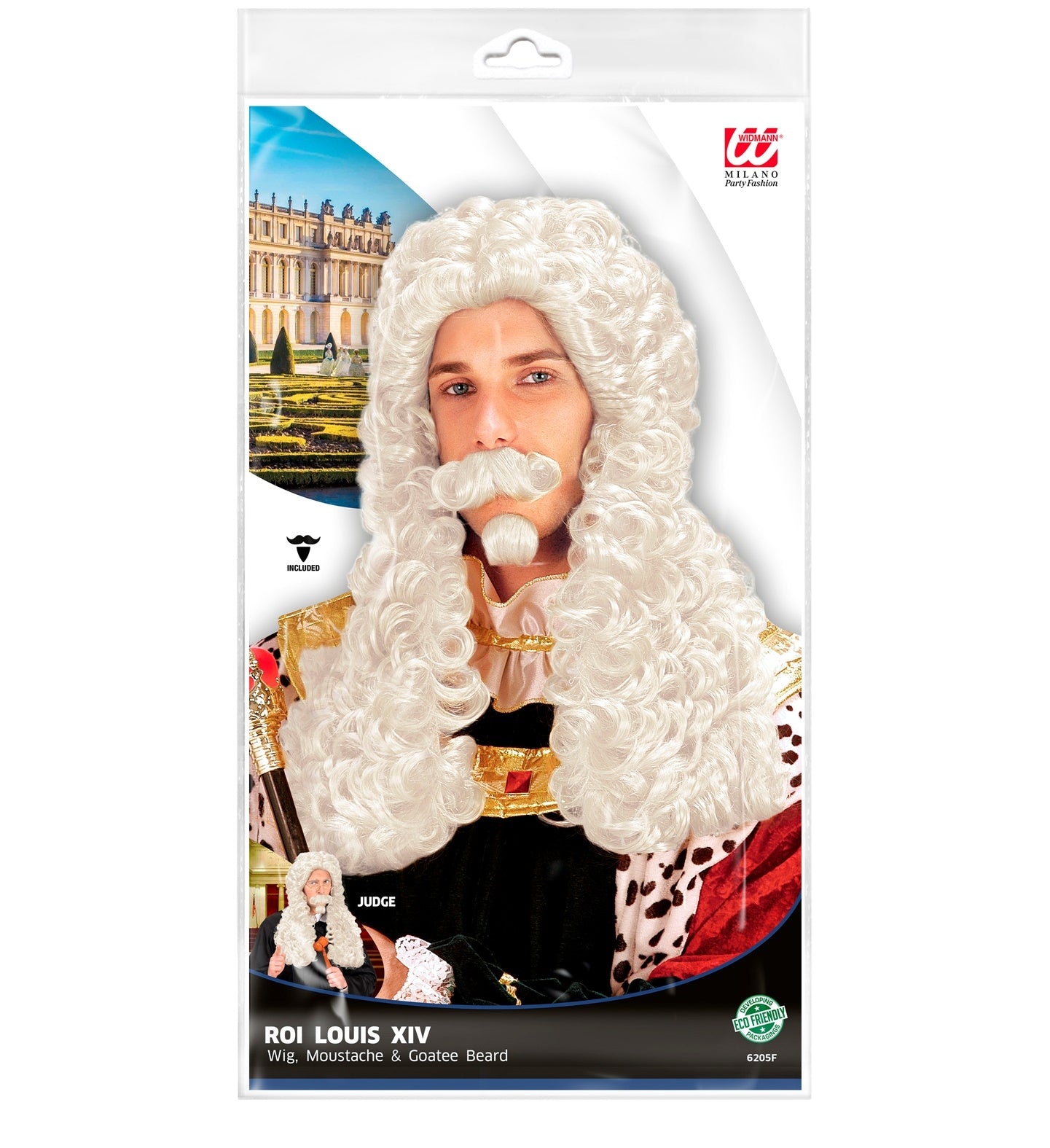 Perruque Roi de France avec moustache et barbichette