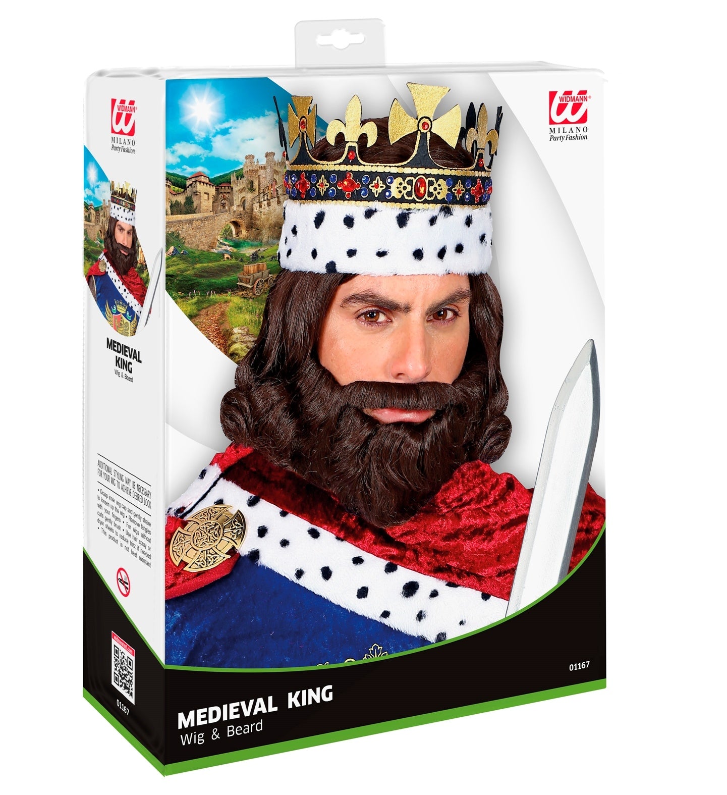 Perruque Roi Médiéval avec barbe