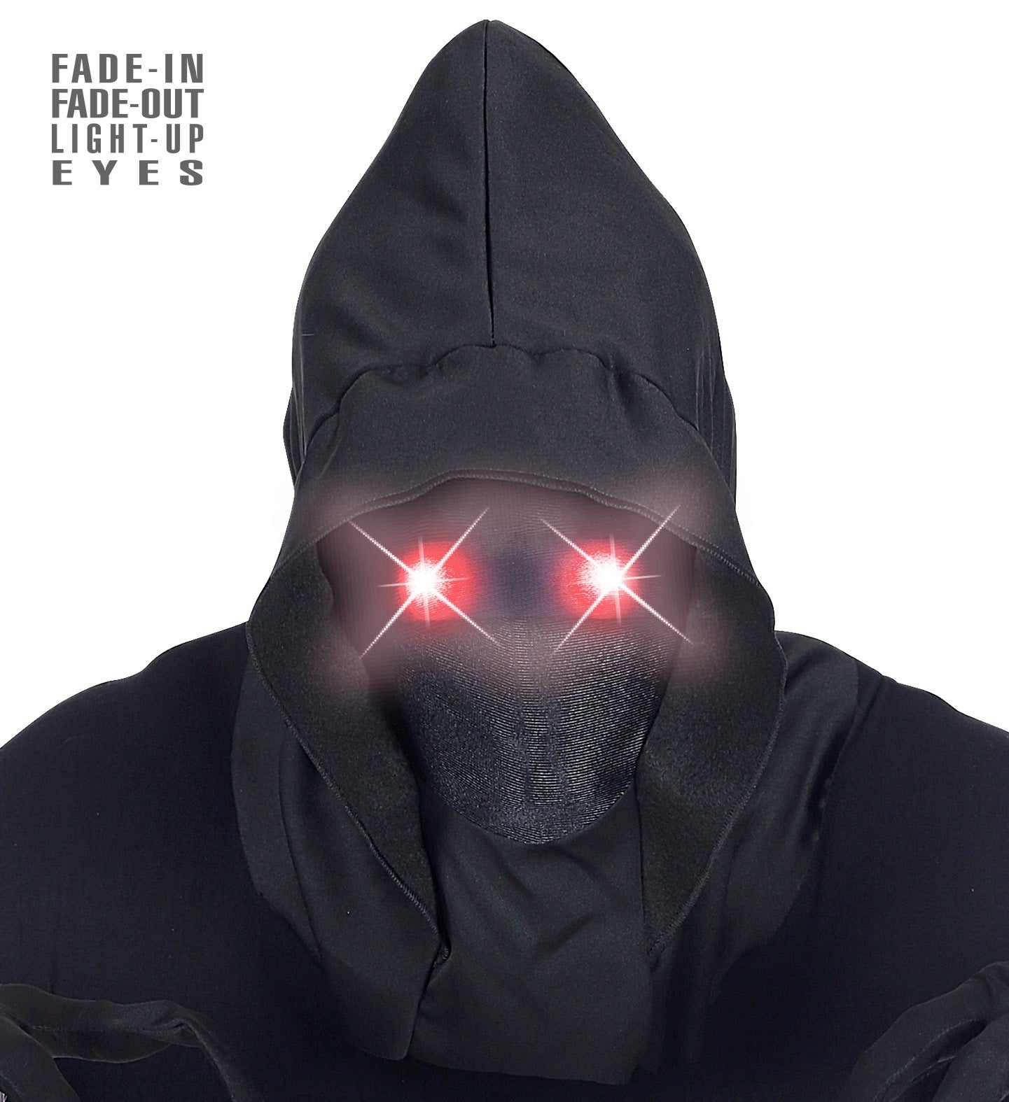Masque faucheuse avec yeux lumineux rouges (piles AAA incluses)