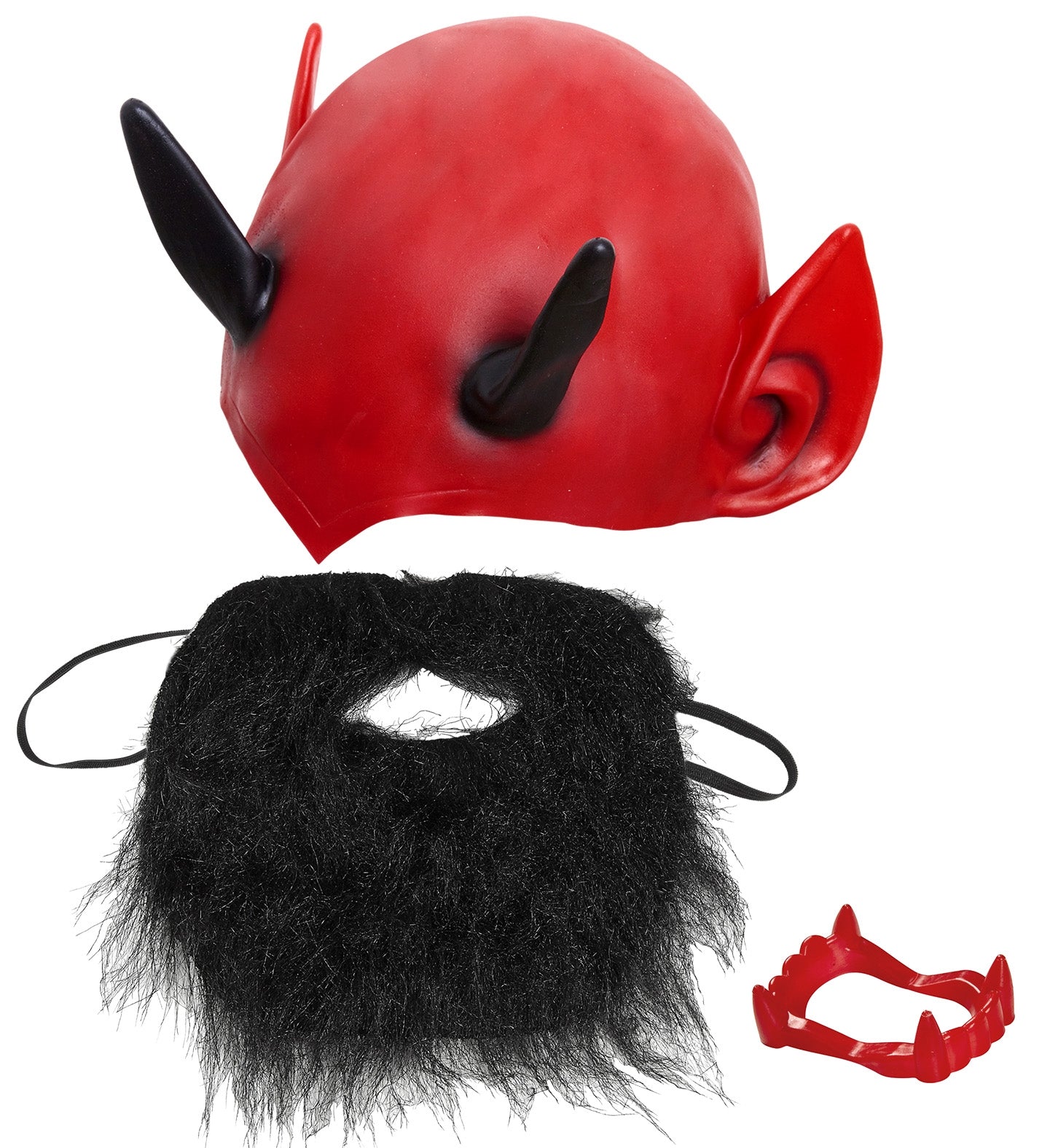 Set Diable avec coiffe, barbe et dentier