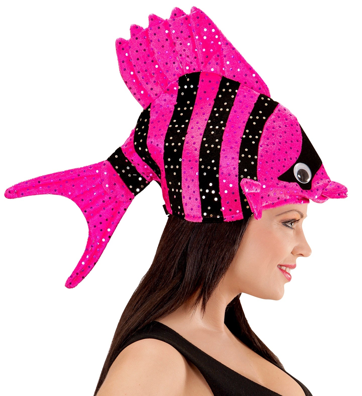 Chapeau poisson tropical rose et noir - Adulte