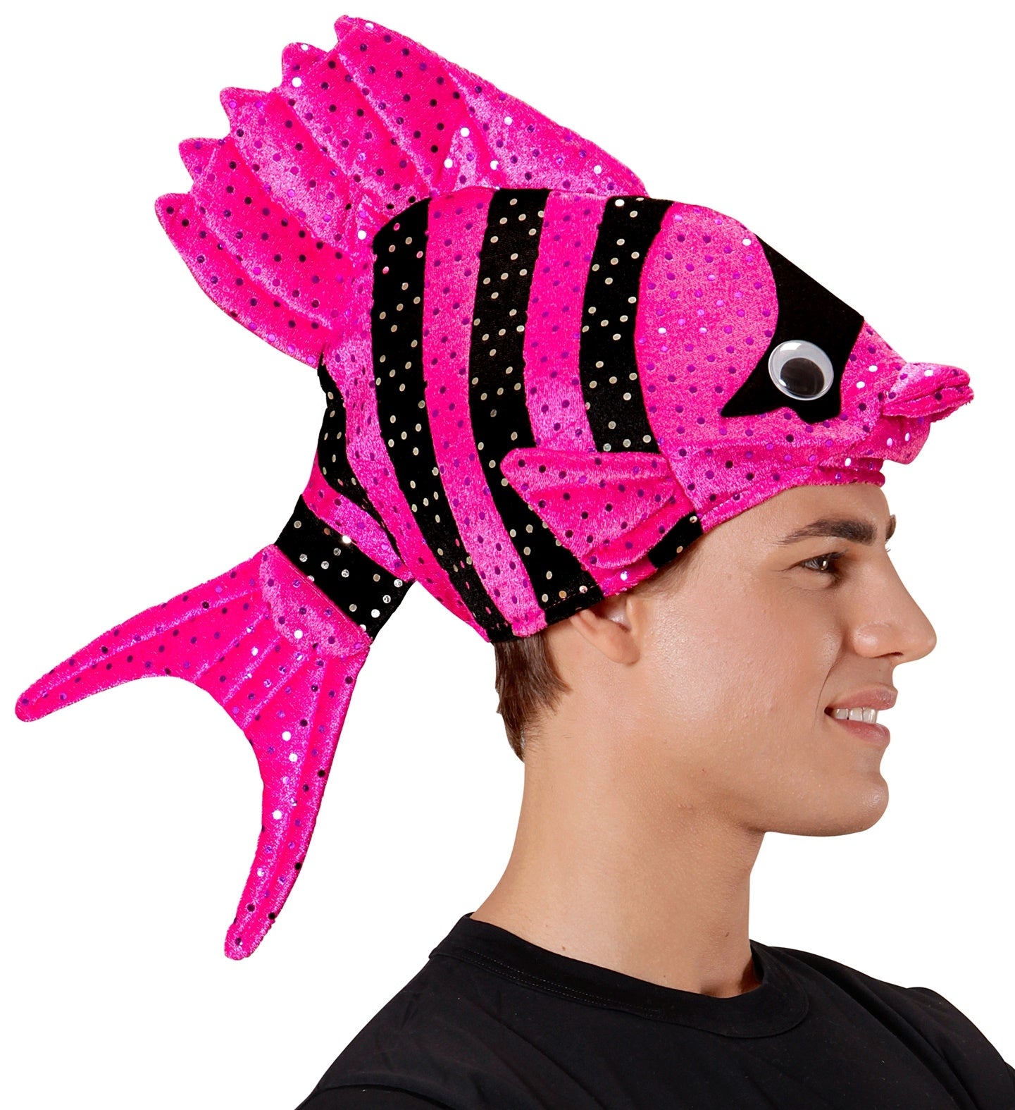 Chapeau poisson tropical rose et noir - Adulte