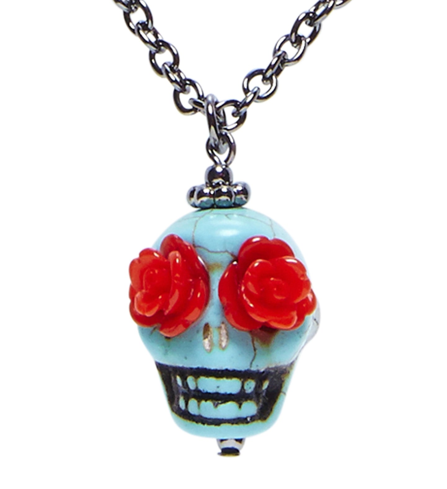 Boucles d'oreilles dia de los murtos turquoise et rouge