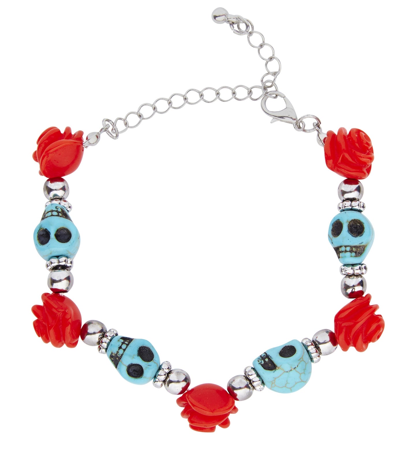 Boucles d'oreilles dia de los murtos turquoise et rouge