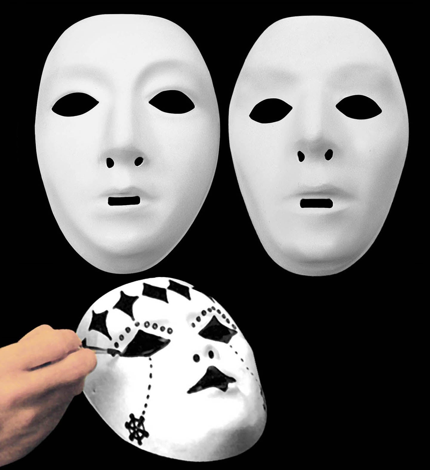 Lot de 12 masques à peindre pour Carnaval et ateliers de peinture