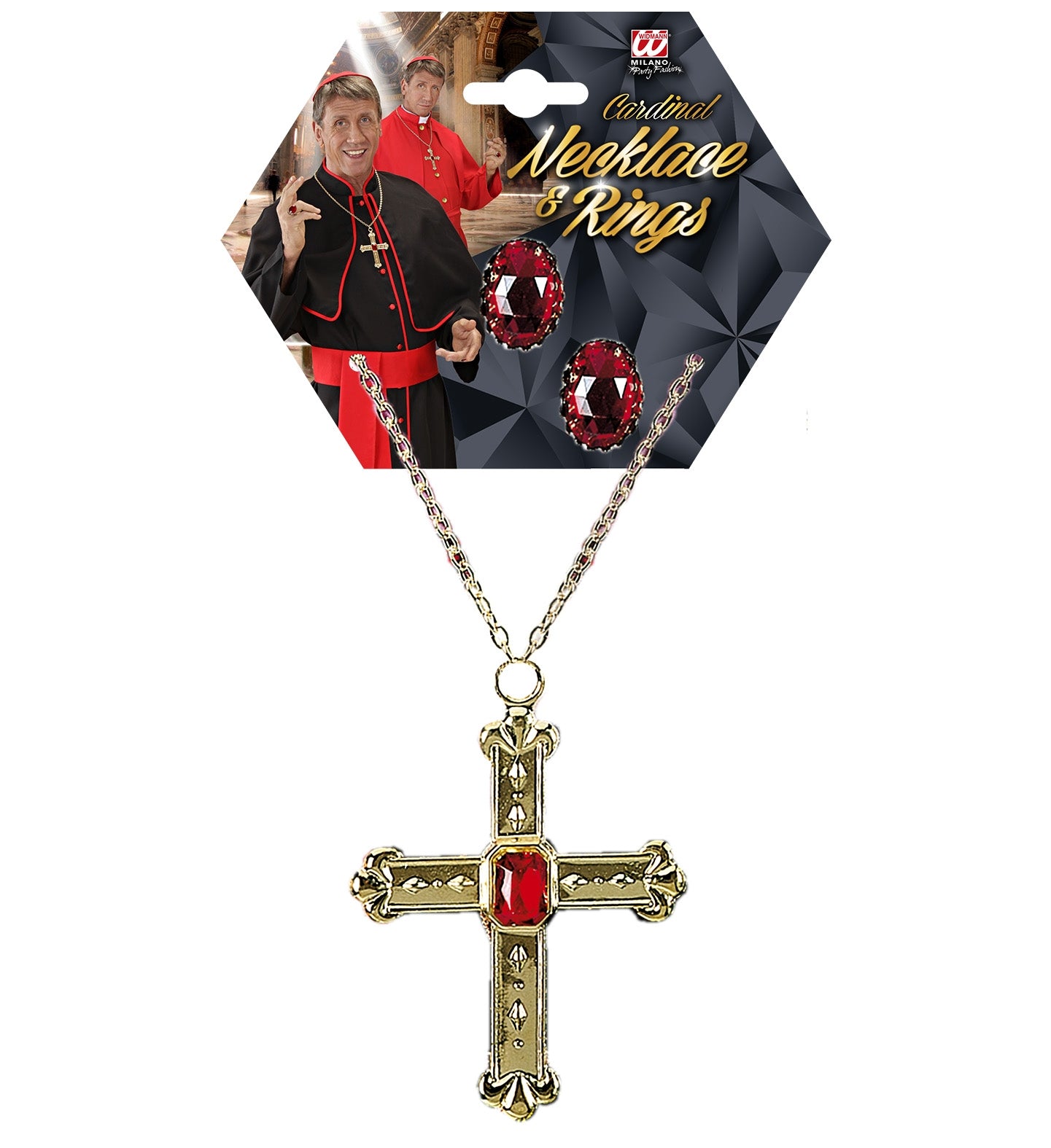 Set Cardinal collier croix et deux bagues