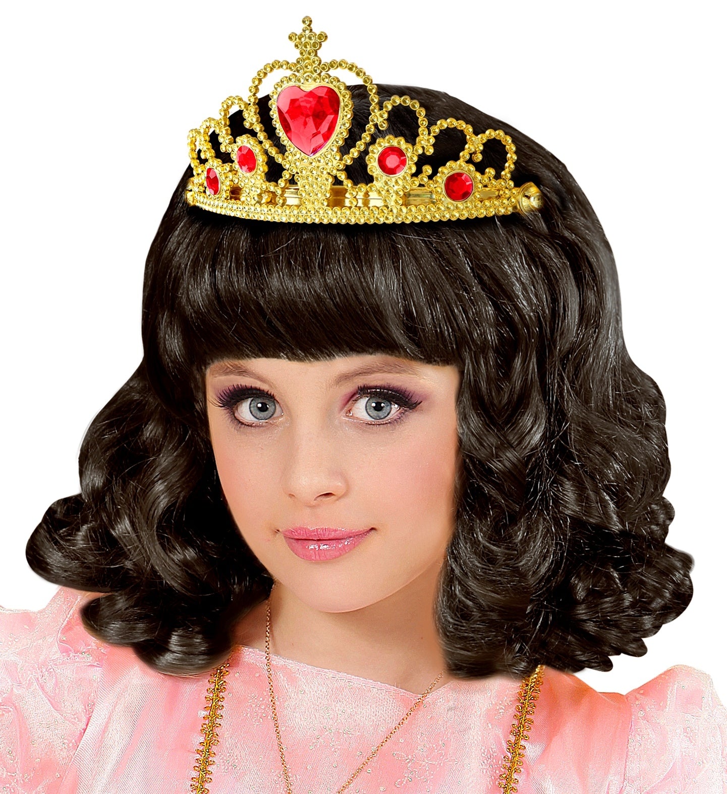 Couronne de princesse dorée et pierres rouges