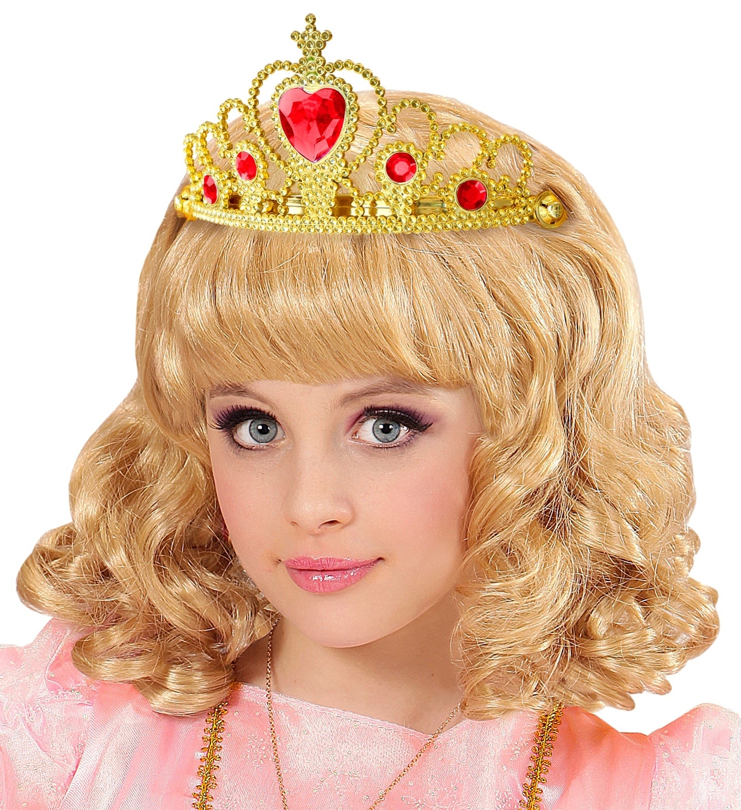 Couronne de princesse dorée et pierres rouges