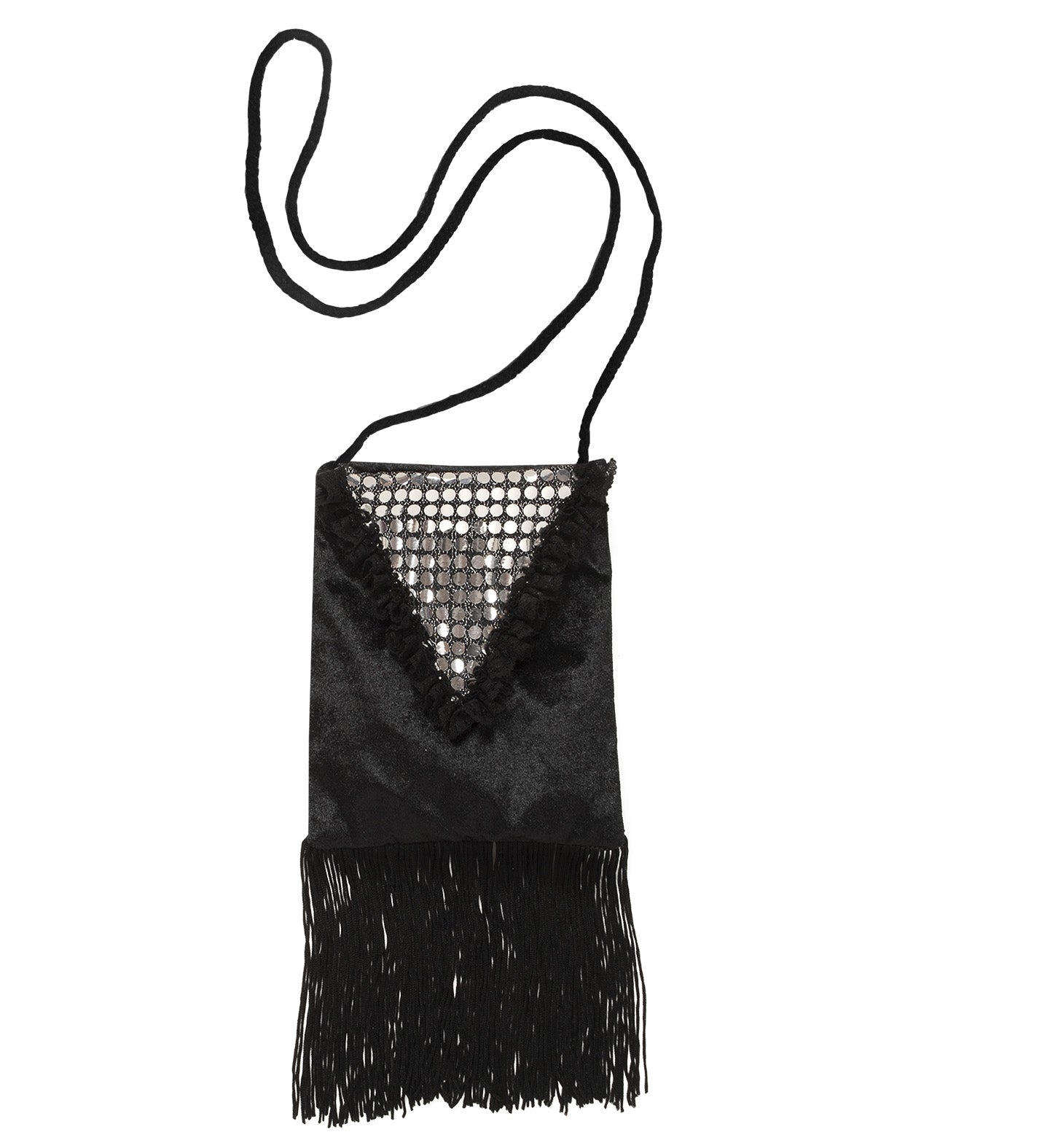 Sac rétro années 20 noir avec franges et paillettes