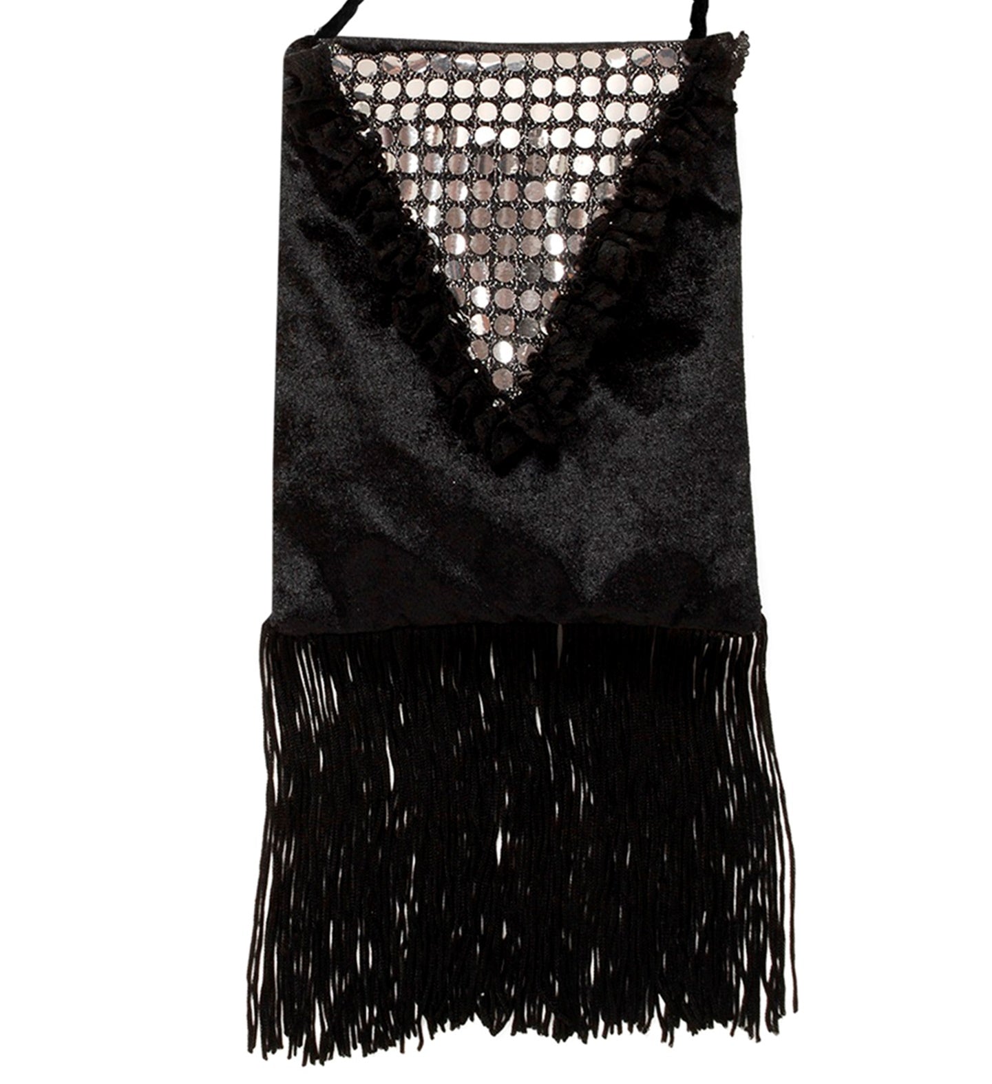 Sac rétro années 20 noir avec franges et paillettes
