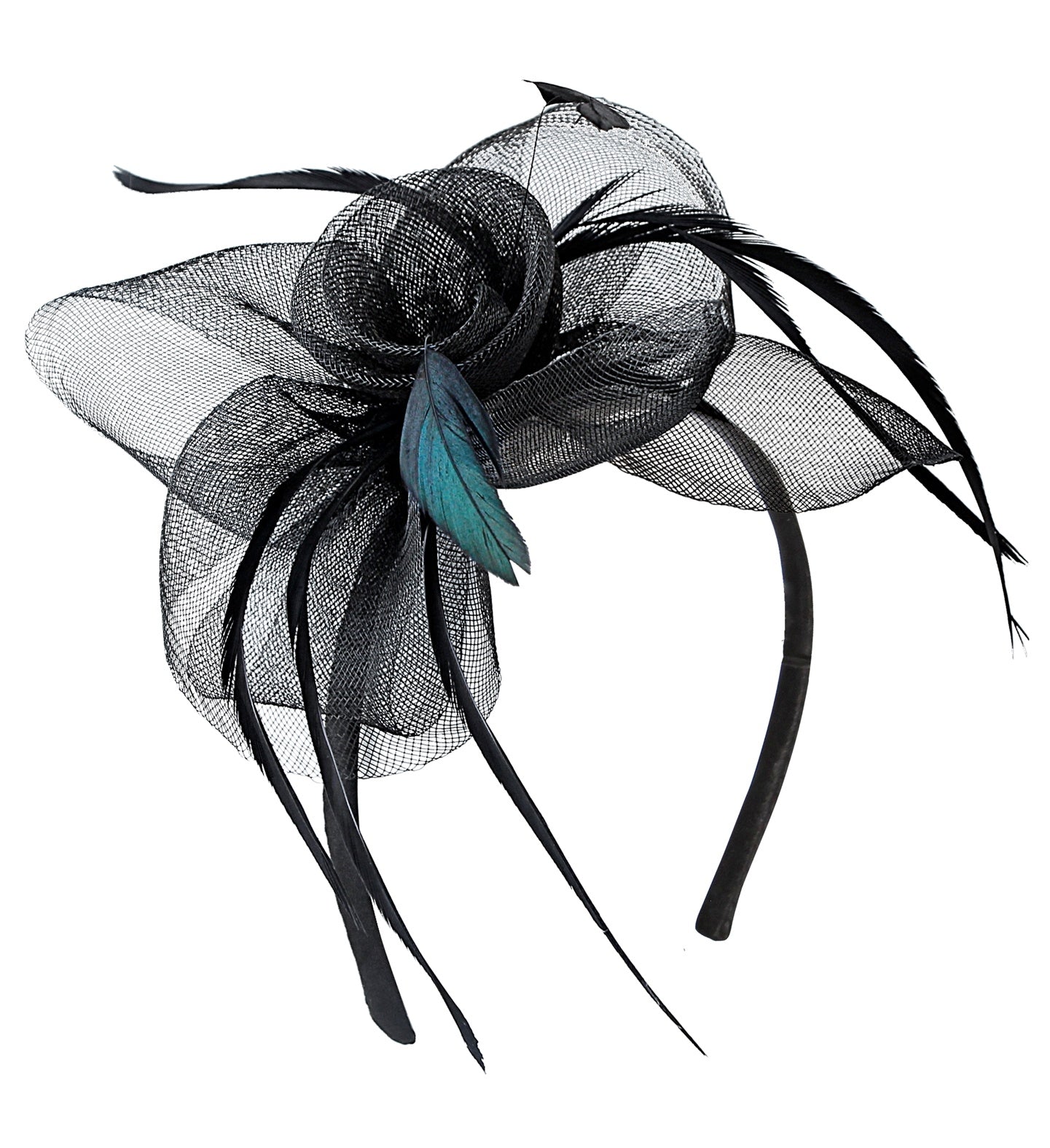 chapeau de cocktail avec voile et plume