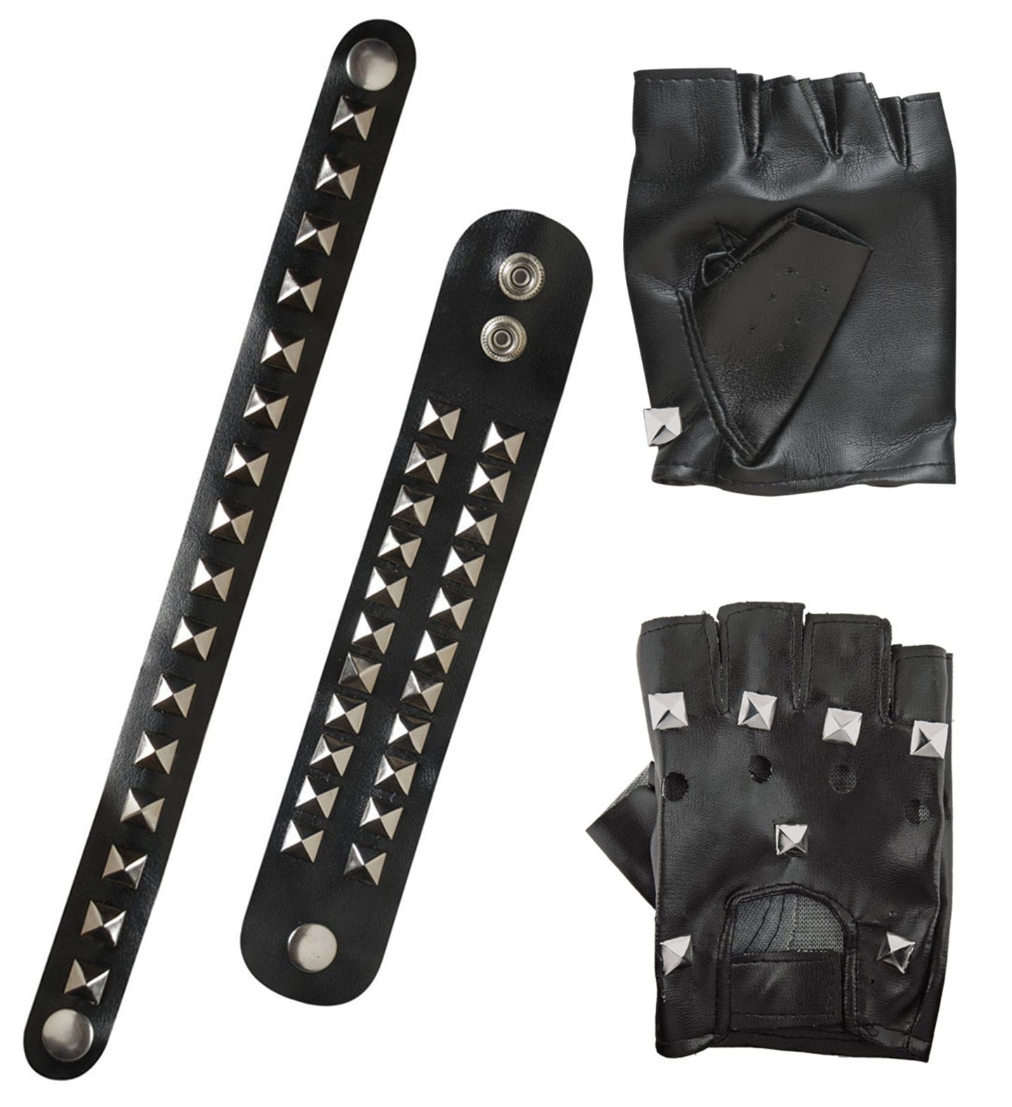Set punk/Motard - gants et bracelets cloutés