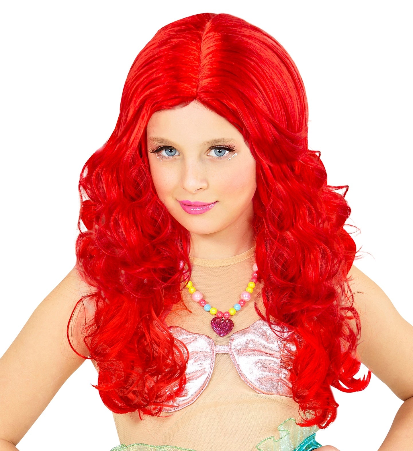 Perruque sirène rouge enfant